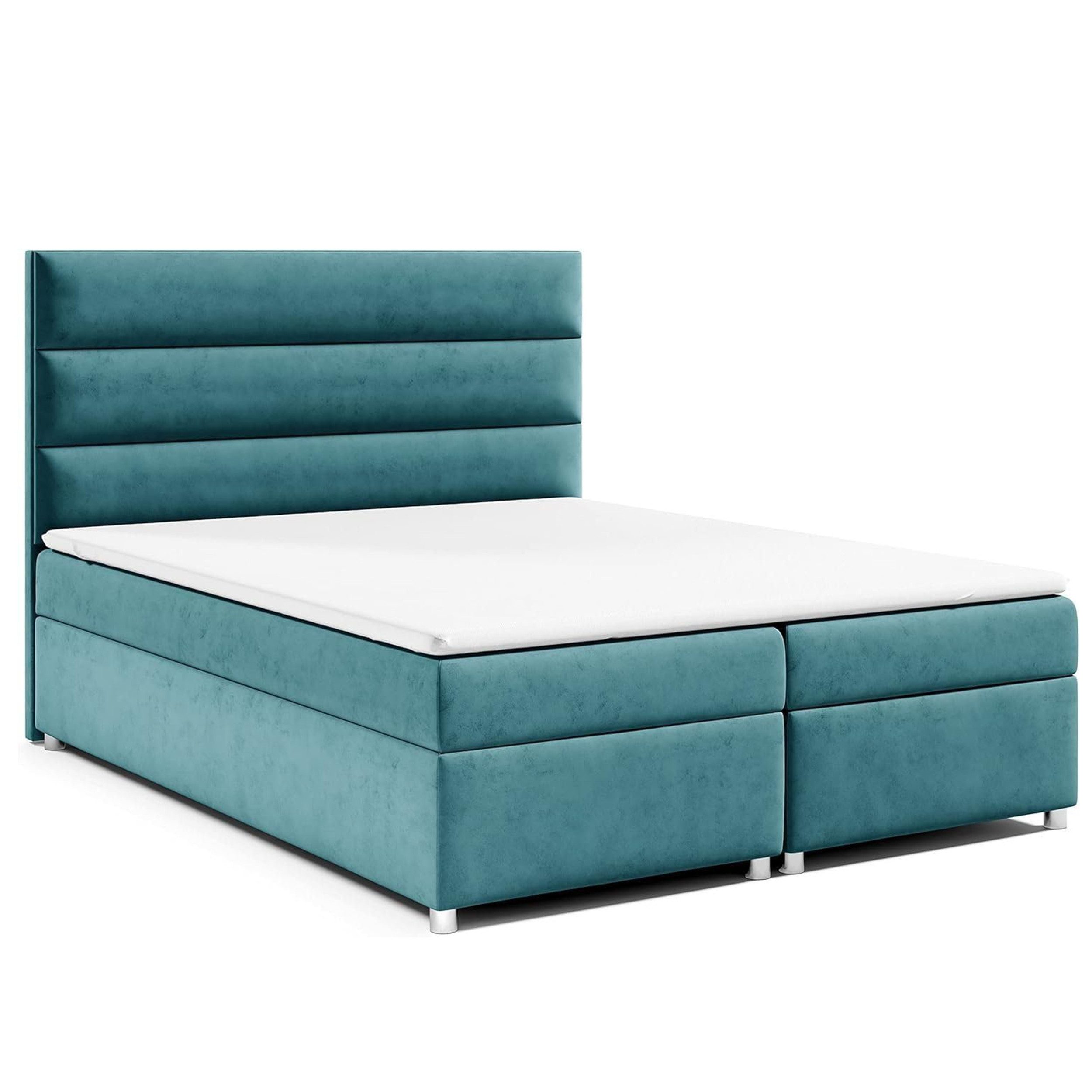 Best for Home Boxspringbett Trinity K-1 LUX – Modern Boxspringbett mit Stauraum & Komfort (Boxspringbett-Set, 1-St., Komplettes Boxspringbett-Set inklusive Matratze und Topper), Ergonomischer Schlafkomfort, großer Stauraum