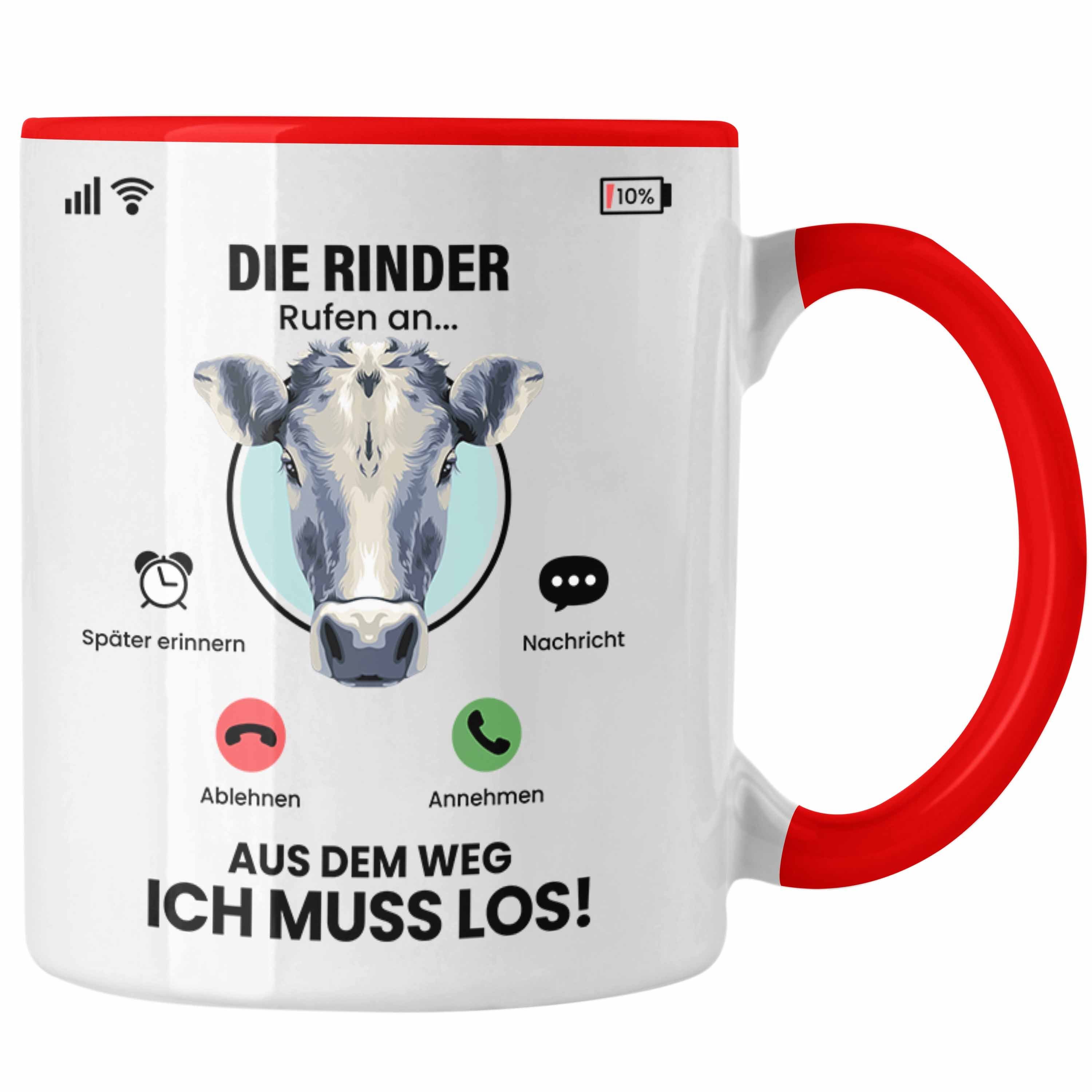 Trendation Tasse Die Rinder Rufen An Tasse Geschenk für Rinder Züchter Besitzer Geschen Rot