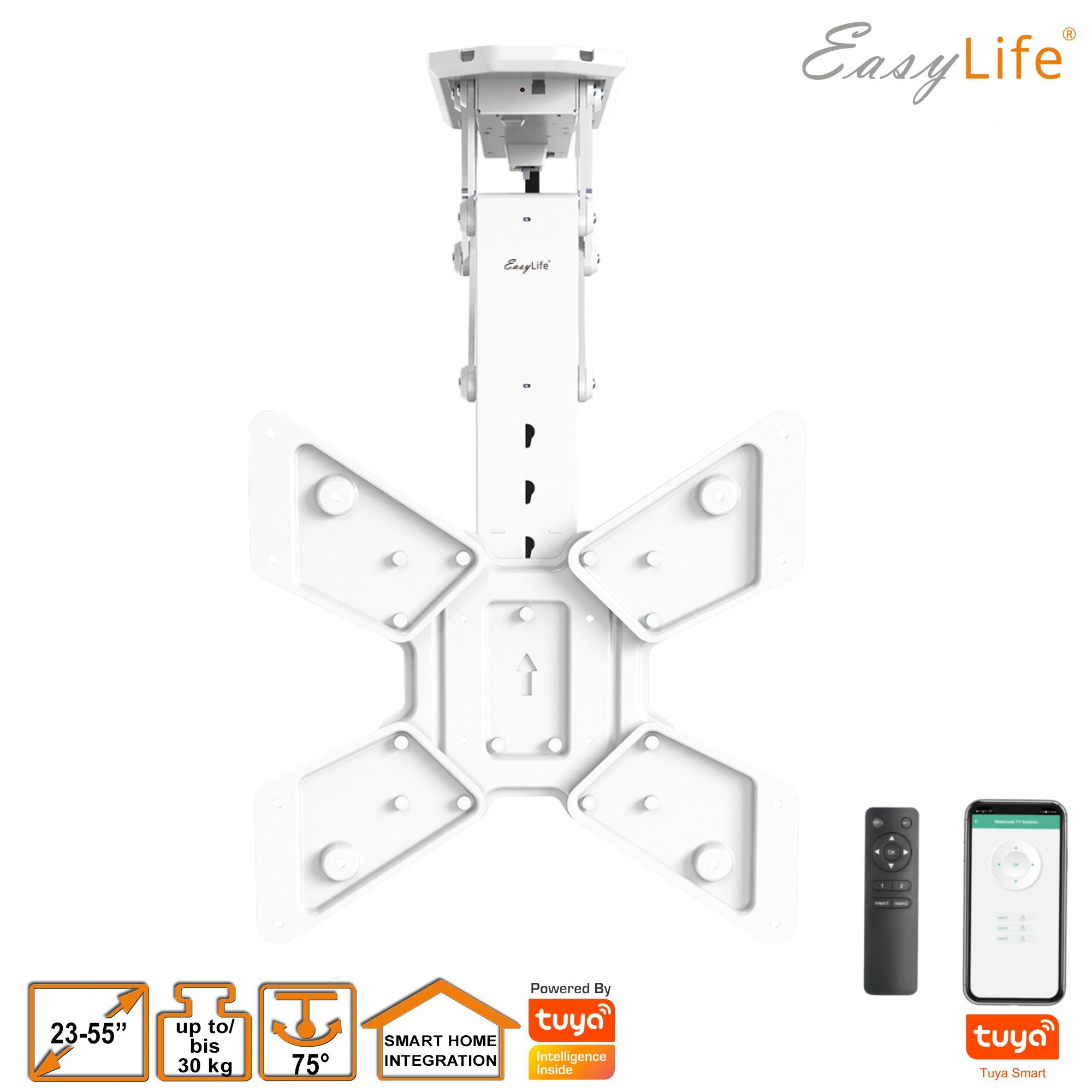 easylife TV Deckenhalter Smart Home schwenkbar 55 23 TV-Deckenhalterung bis Zoll, elektrisch VESA