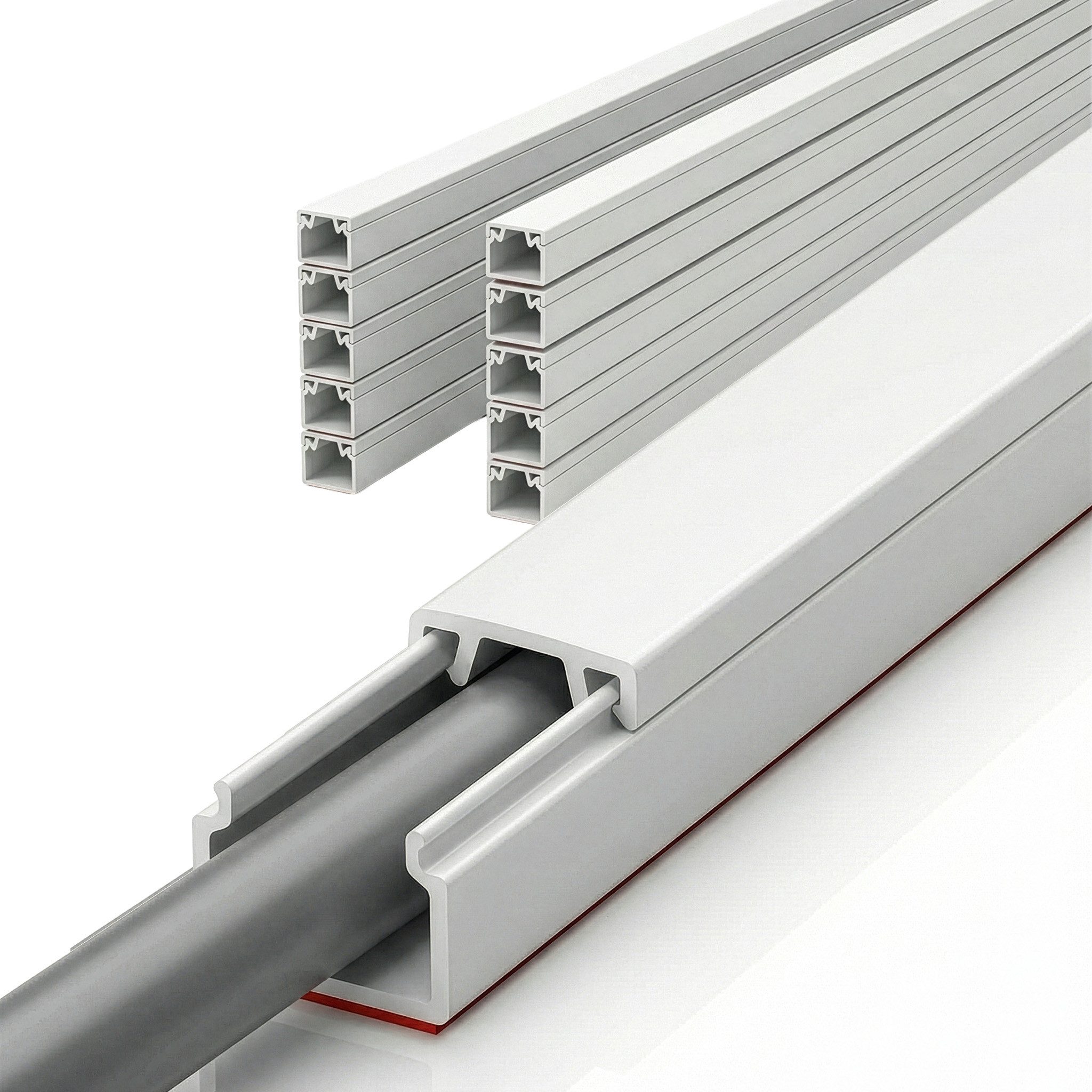 Floordirekt Kabelkanal Oskar selbstklebend 10 x 1 m, Kabelleiste Weiß für TV Wand (Kabelführung ideal im Wohnzimmer und Büro, Kabelabdeckung für Homeoffice Schreibtisch), weiß, verschiedene Größen
