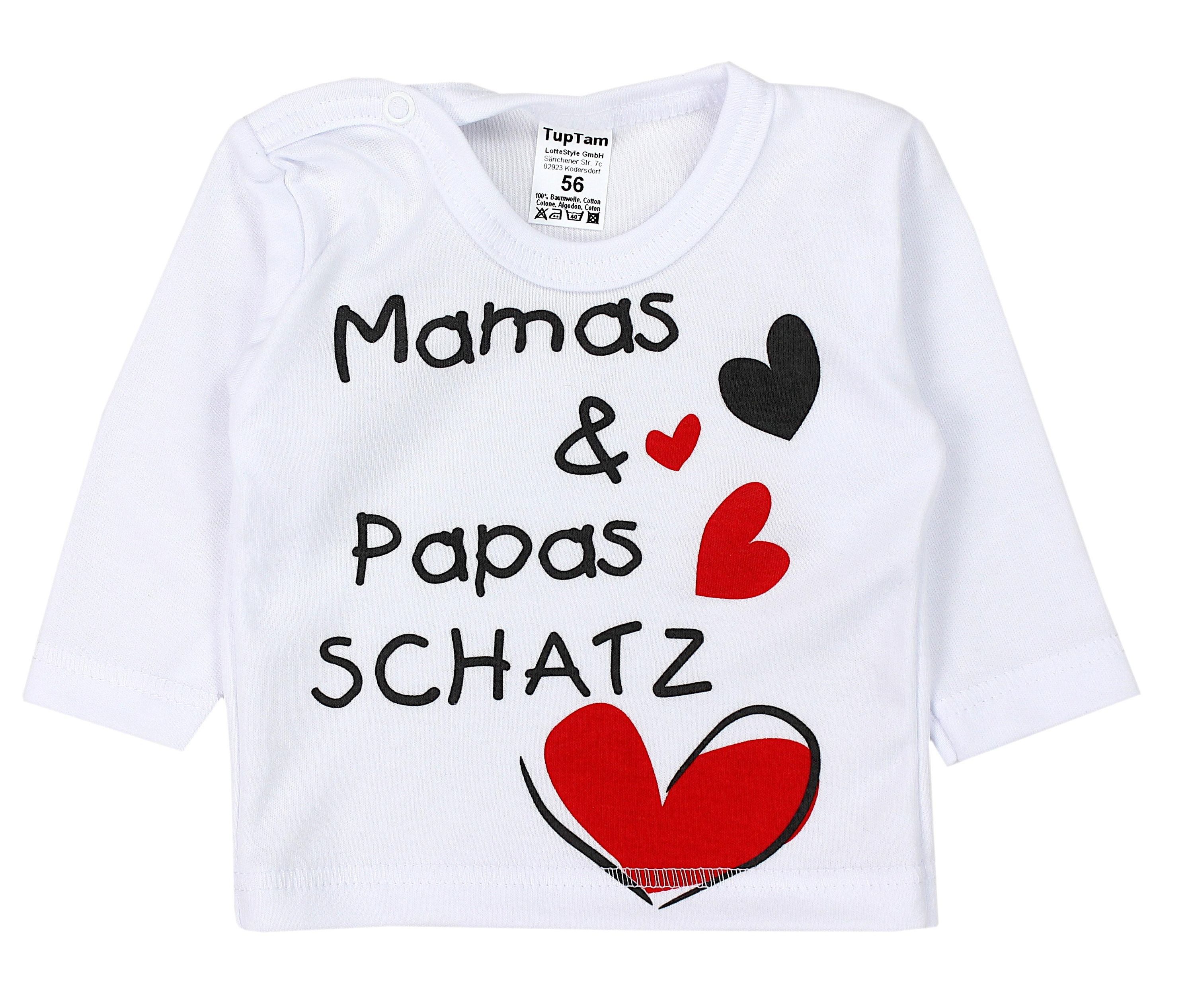 TupTam Rundhalsshirt TupTam Unisex Baby Langarmshirt mit Spruch Aufdruck 3er Set – Bild 4 von 5