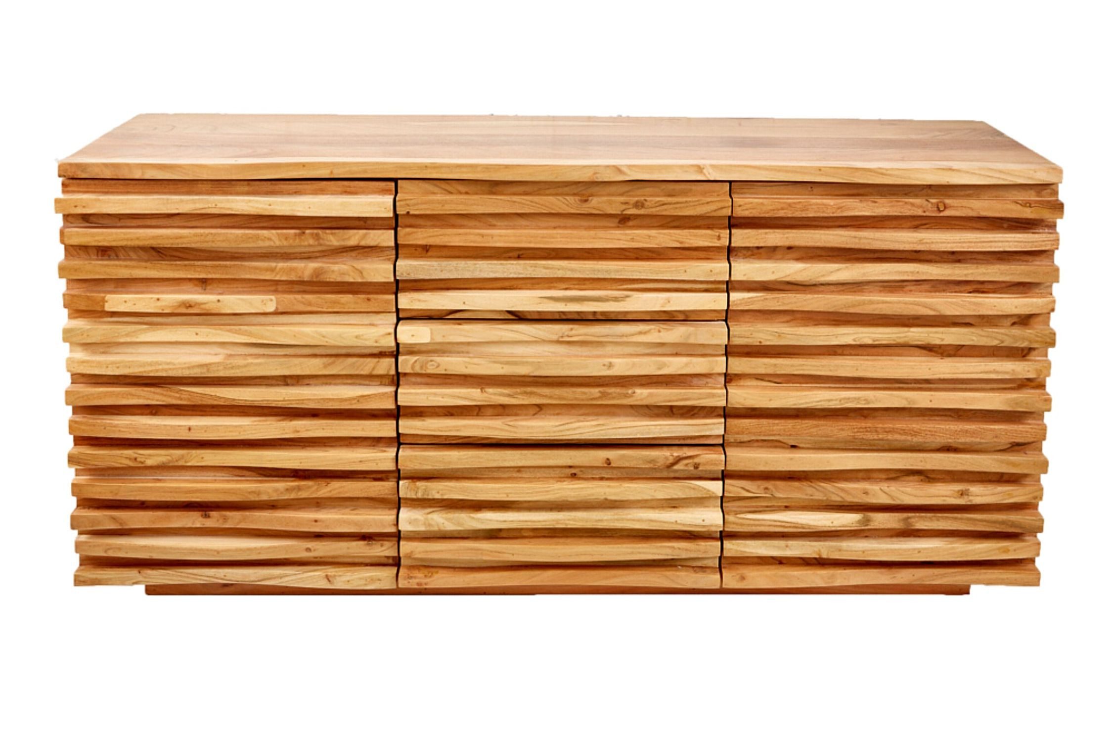 Licht-Erlebnisse Kommode REDIV, Akazienholz massiv 160 cm breit H: 75 cm 3D Türen Modern