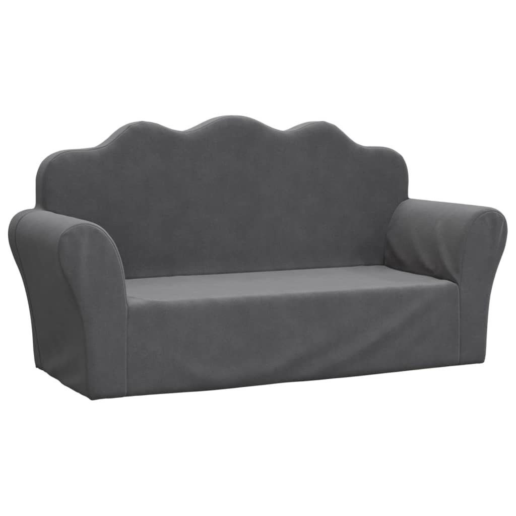 vidaXL Kindersofa Weich Couch Anthrazit Plüsch 2-Sitzer Kindersofa