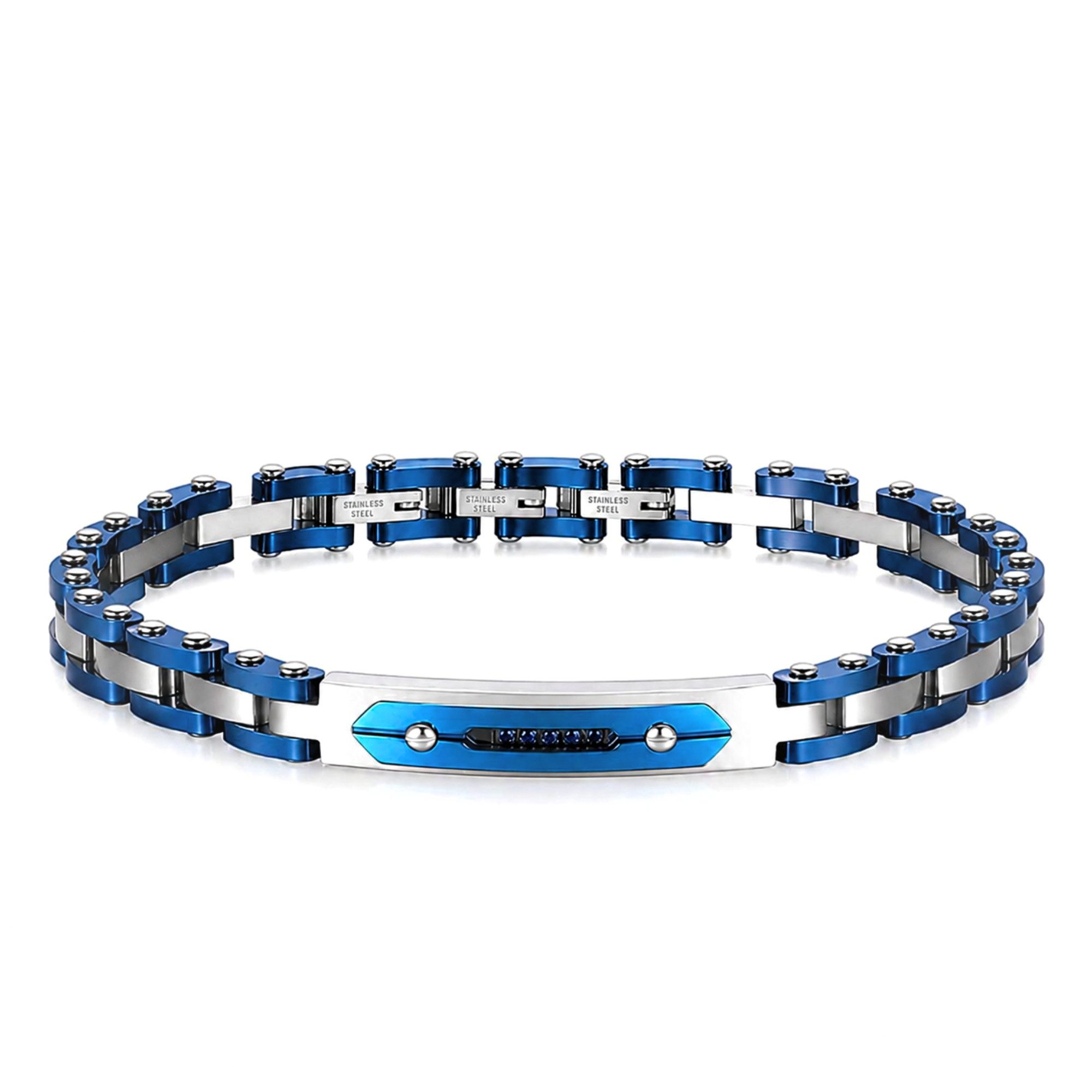 Edelstahlarmband Unisex CATENA BLAU – Keramik, Edelstahl & Zirkonia