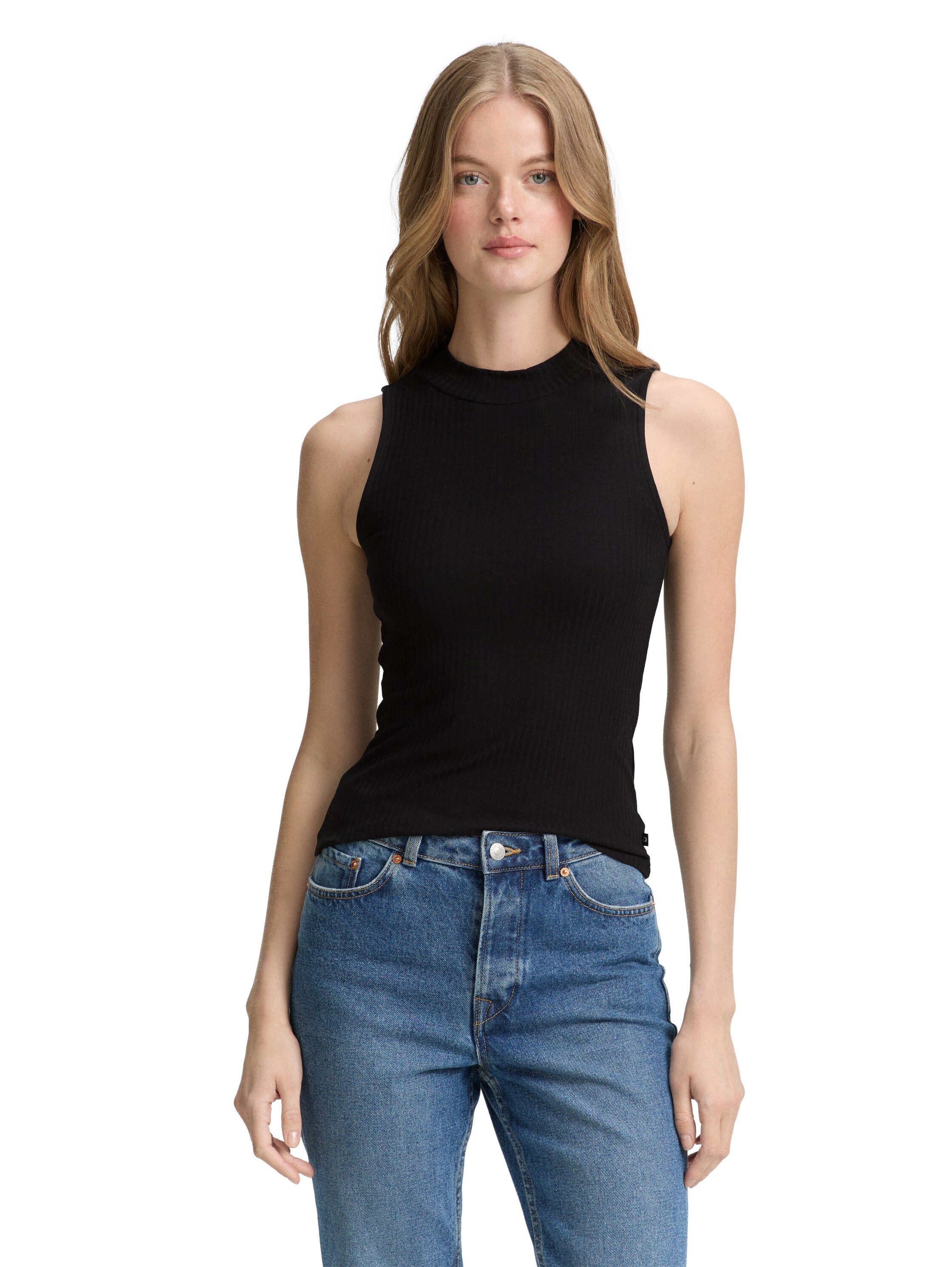 TOM TAILOR Denim T-Shirt mit Rippstruktur günstig online kaufen