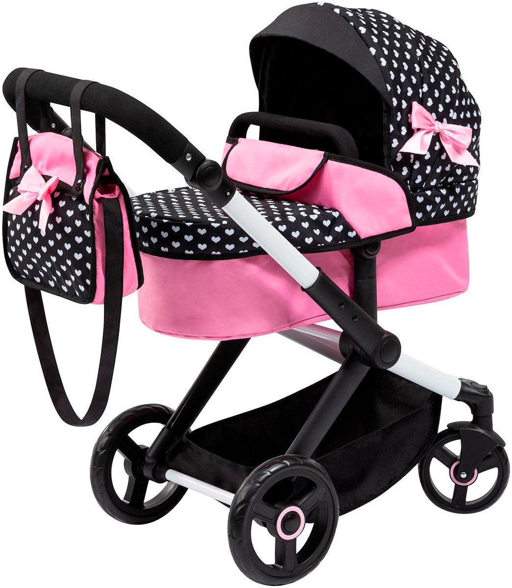 Bayer Kombi-Puppenwagen Xeo, schwarz Herzchen günstig online kaufen