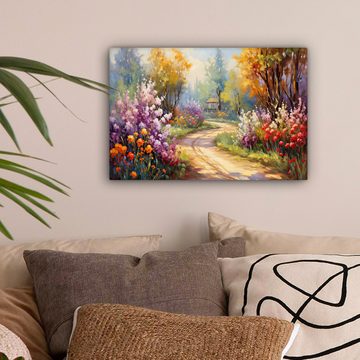 OneMillionCanvasses® Leinwandbild Blumen - Bäume - Kunst - Aquarell, (1 St), Leinwand Bilder Klein, Wand Dekoration 30x20 cm