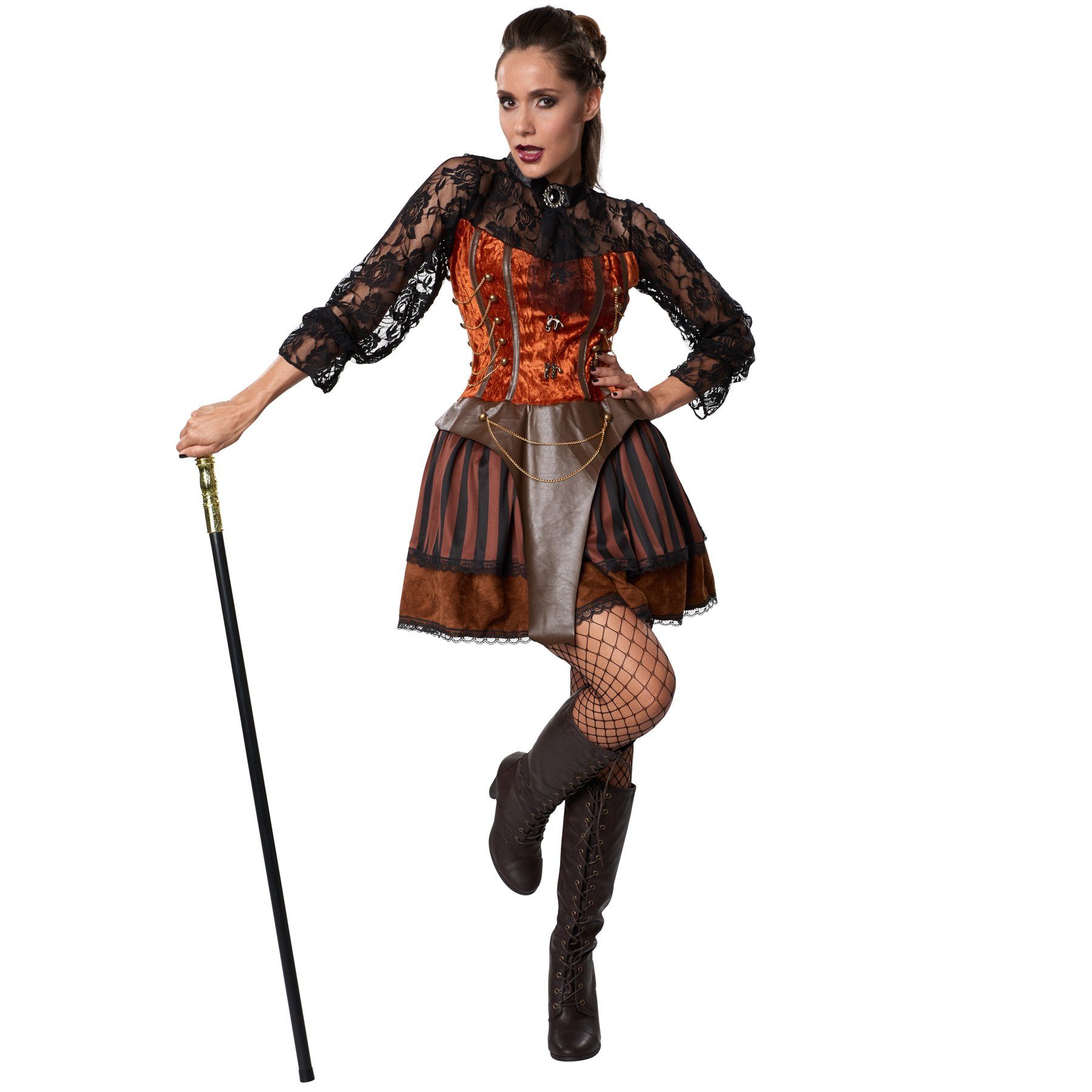 dressforfun Kostüm Frauenkostüm Steampunk Gräfin, Prächtiges Kleid in Brauntönen