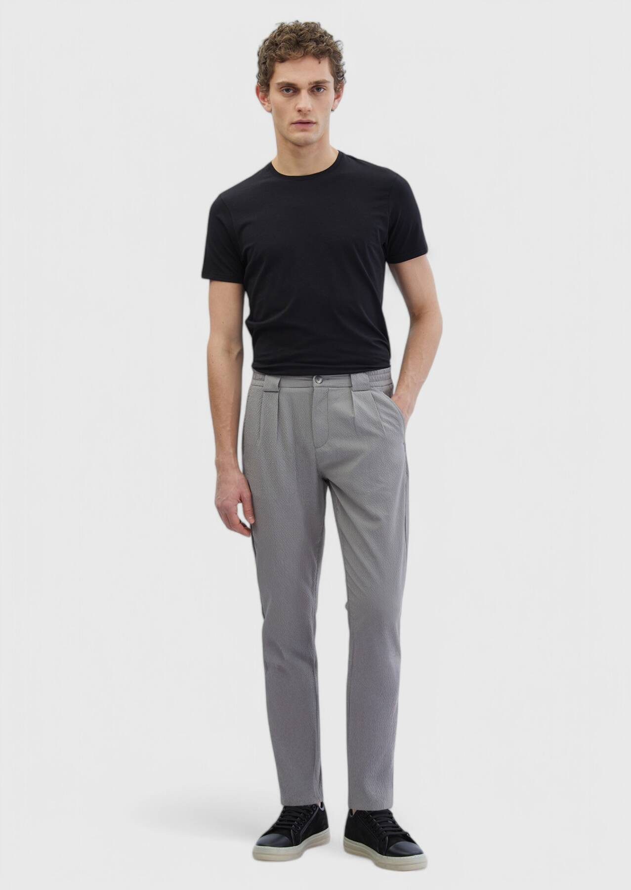 RAMSEY Jogger Pants Graue gewebte Jogginghose für den Alltag