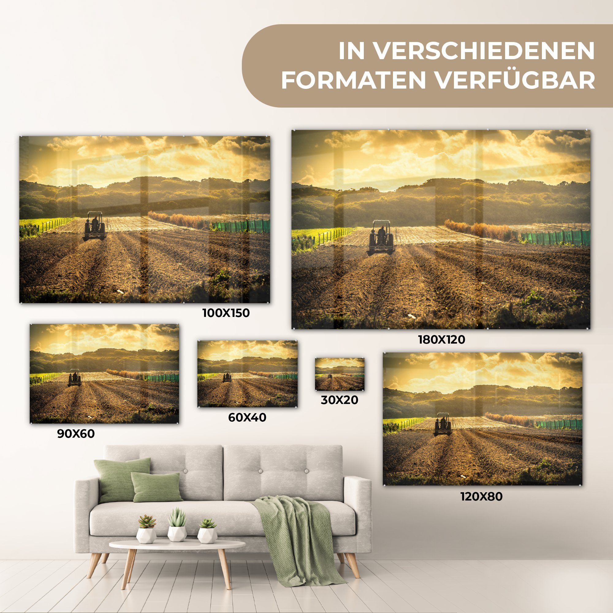 Wolken Sonne Acrylglasbilder - St), Schlafzimmer Acrylglasbild Traktor, Wohnzimmer & (1 MuchoWow -