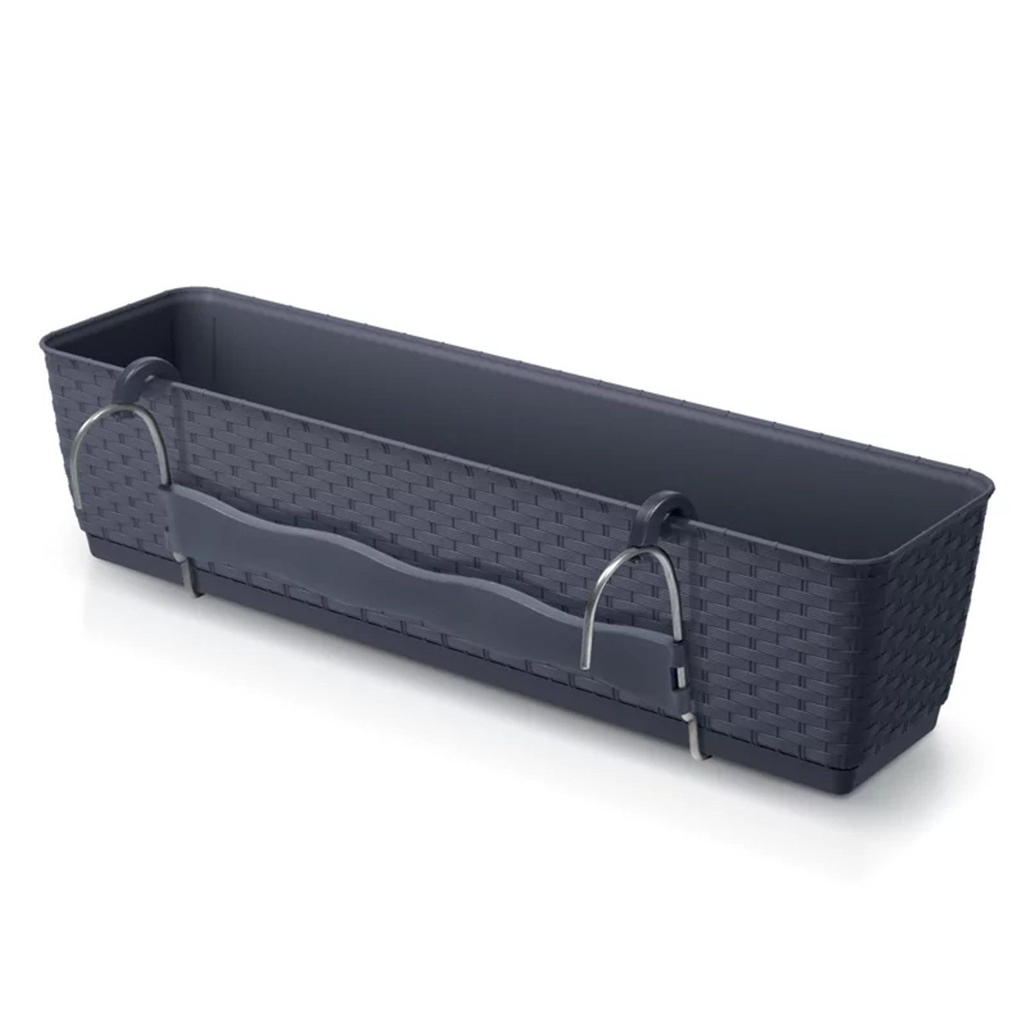 Prosperplast Blumentopf DRL600PW-S433 (1 St), Balkonkasten mit Aufhängung Anthrazit