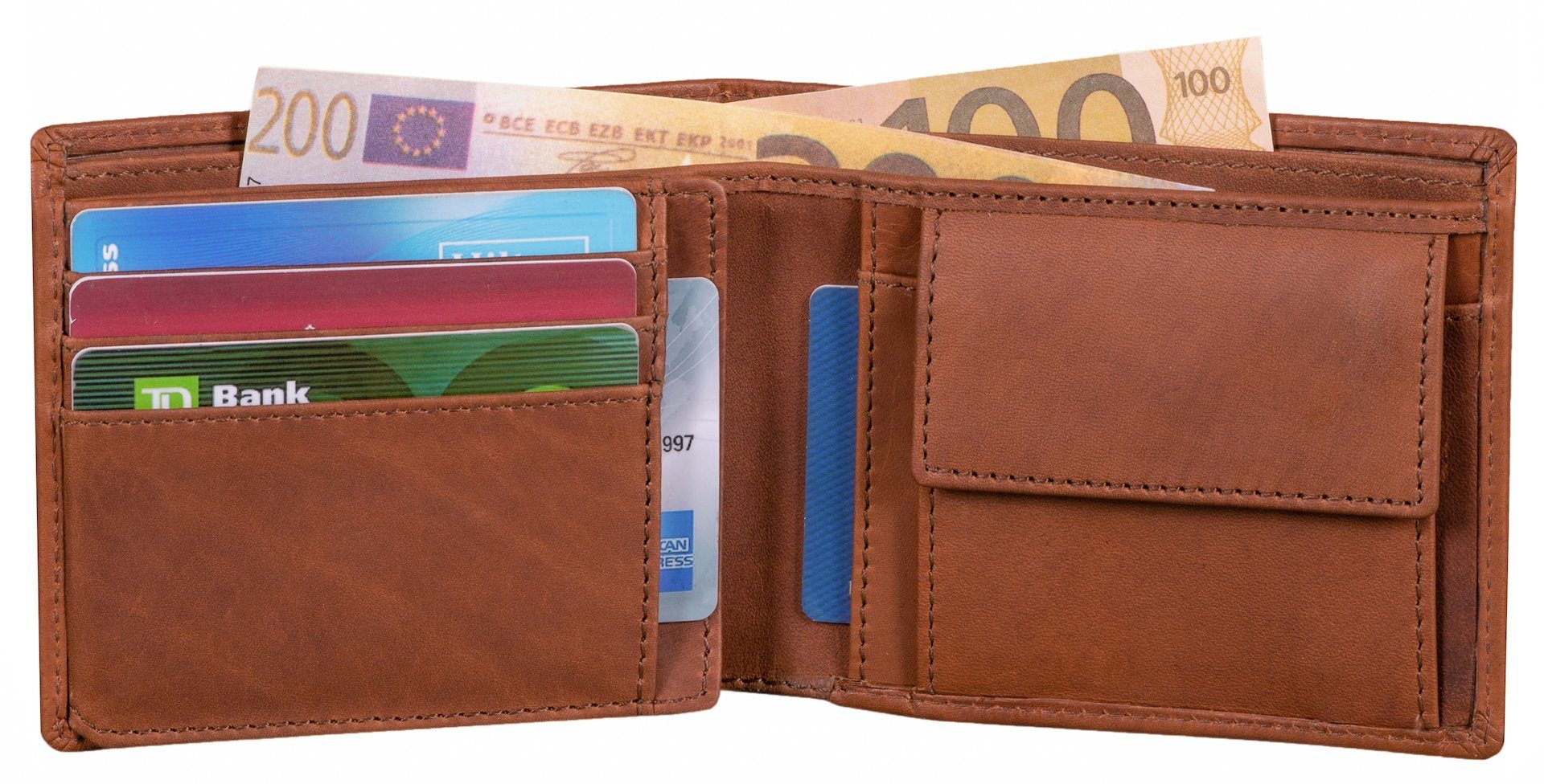 Benthill Geldbörse Herren Echt Leder Geldbeutel mit RFID-Schutz Slim Portemonnaie Vintage, RFID-Schutz Kartenfächer Münzfach – Bild 3 von 5
