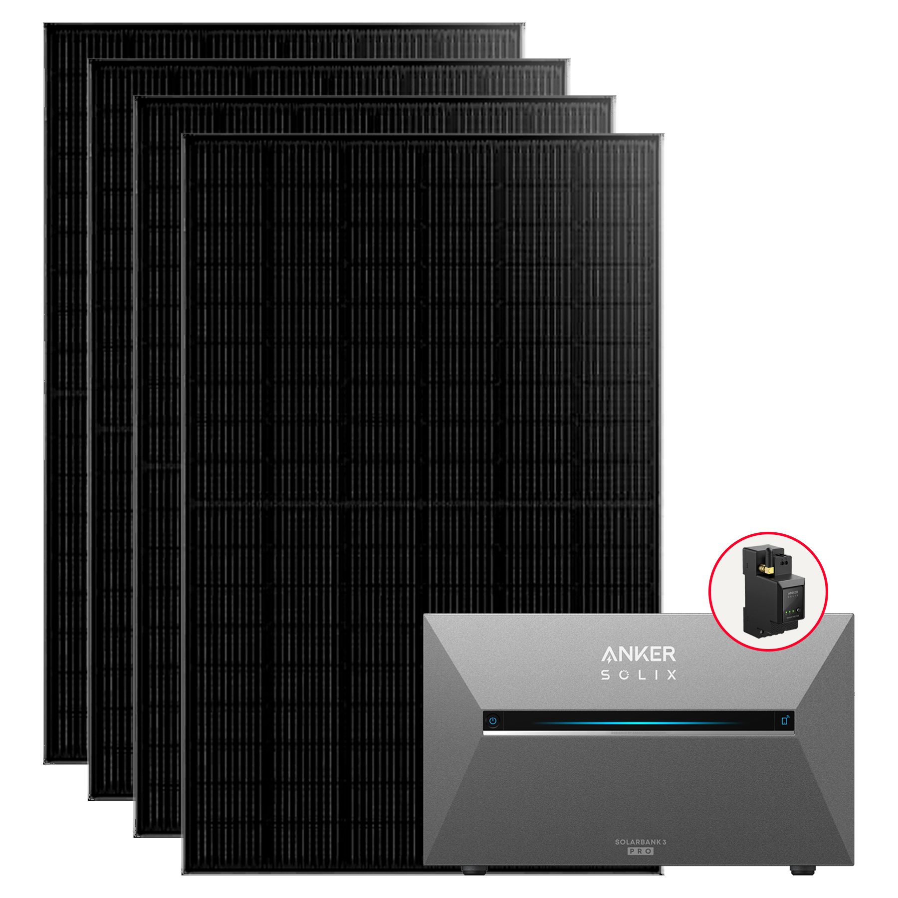 Anker Balkonkraftwerk Solix 1760W Photovoltaikanlage Komplettset mit Solarbank E2700 3 Pro, Monokristallin, (Set, 4*440W Solarmodule + Anker Solarbank 3 Pro + ohne/mit Halterung), mit Smart Zähler, IP65, Plug und Play