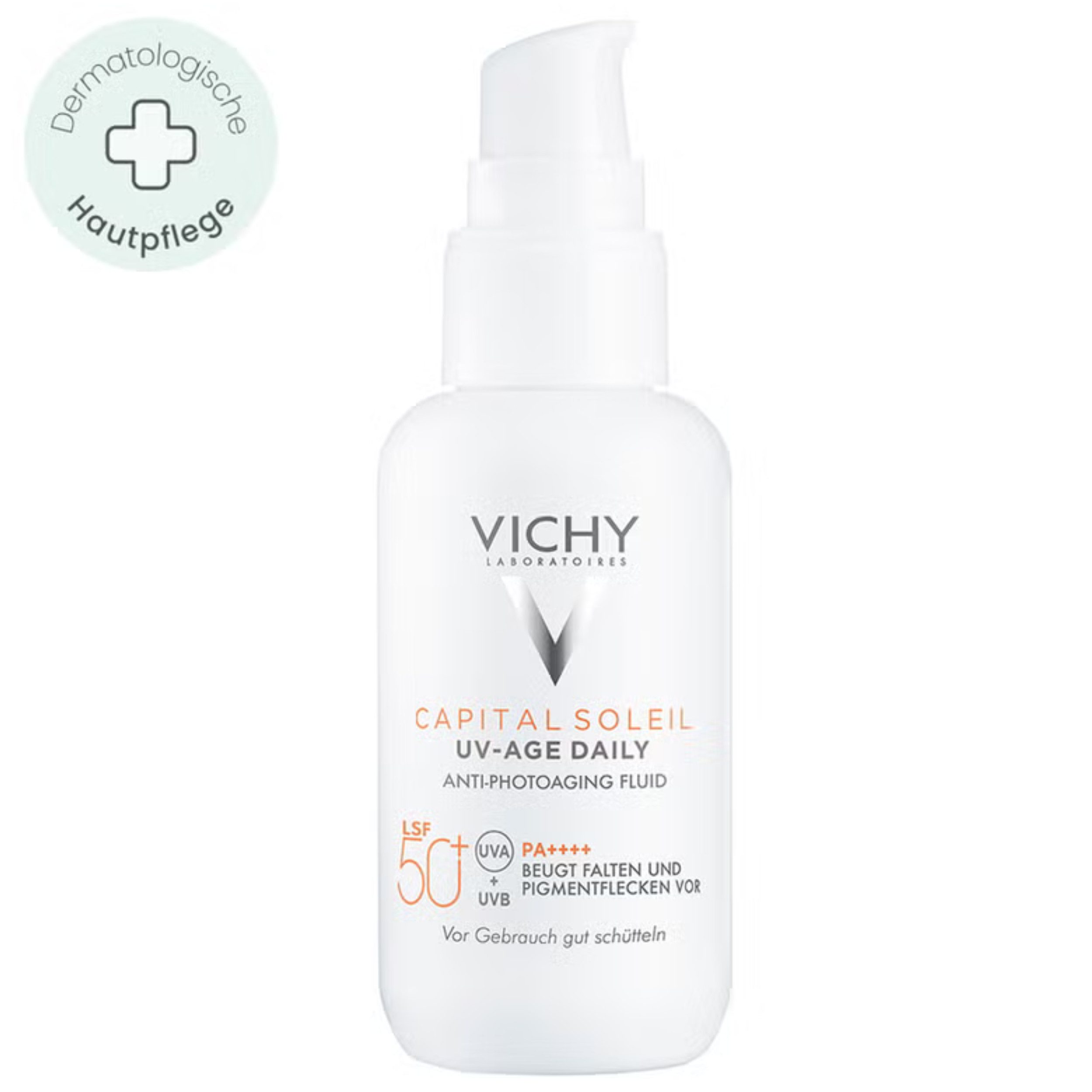 Vichy Sonnenschutzfluid Capital Soleil UV-Age Daily LSF 50+ 40 ml, LSF 50+ Anti-Aging Fluid mit Niacinamid & Peptiden