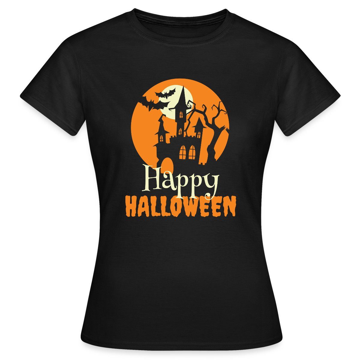 Spreadshirt T-Shirt Happy Halloween Spukhaus Mit günstig online kaufen