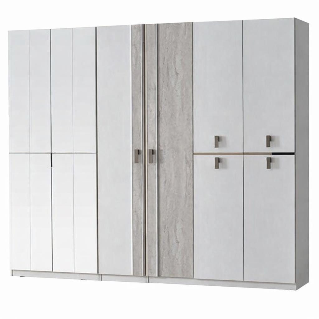 JVmoebel Kleiderschrank Weiß-Beiger Kleiderschrank Luxuriöser Holzschrank Stauraumschrank (1-St) Made in Europa
