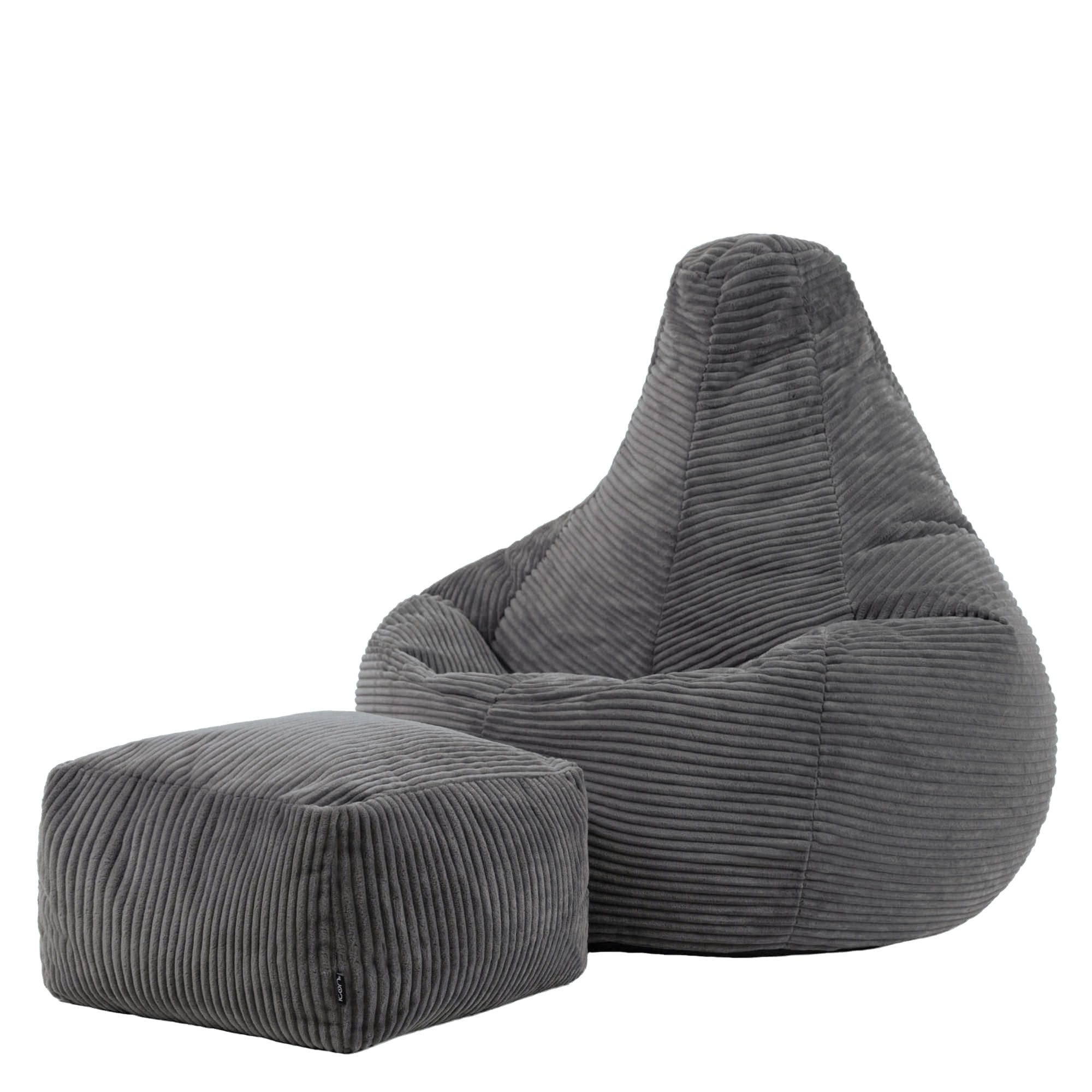 icon Sitzsack Sessel mit Rückenlehne aus Cord „Dalton“ mit Hocker (Spar-Set, 1 x Sitzsack, 1 x Fußhocker), Sitzsack XXL, Gaming Sitzsack, Made in Germany, Erwachsene & Kinder