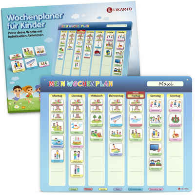 Likarto Magnettafel »Magnetischer Wochenplaner für Kinder Montessori Planer mit 198 Magnete«, Mit Kordel - Komplett beschreib- und abwischbar