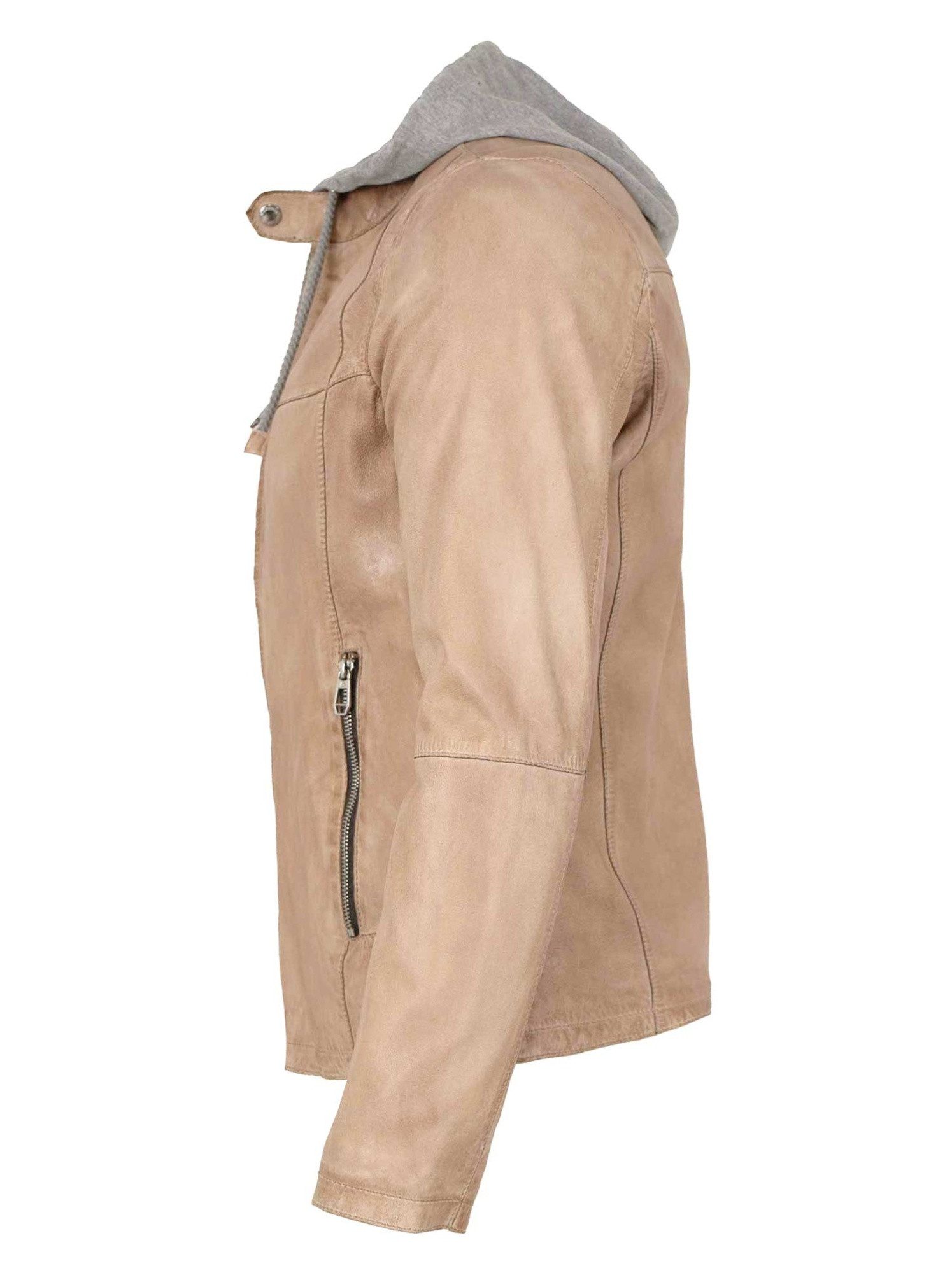 Milestone Lederjacke MSRaymond Milestone - Herren Lederjacke Lammnappa Kapuze beige