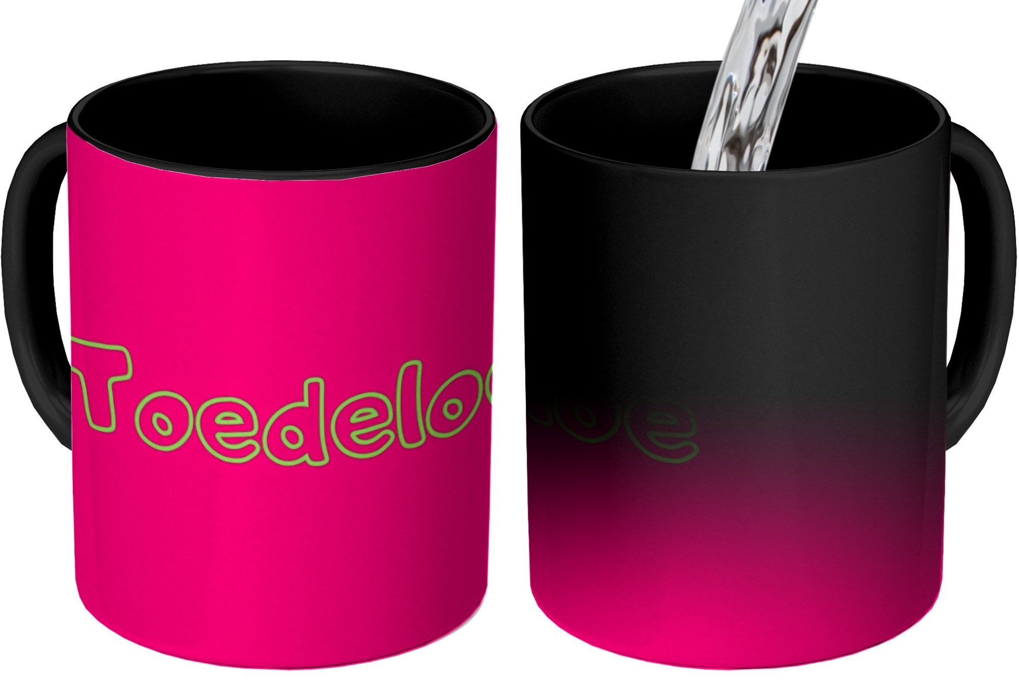 MuchoWow Tasse Zehentrenner - Grün - Rosa, 1-tlg., Keramik, Farbwechsel, Kaffee Tassen, Teetasse, Zaubertasse, Geschenk