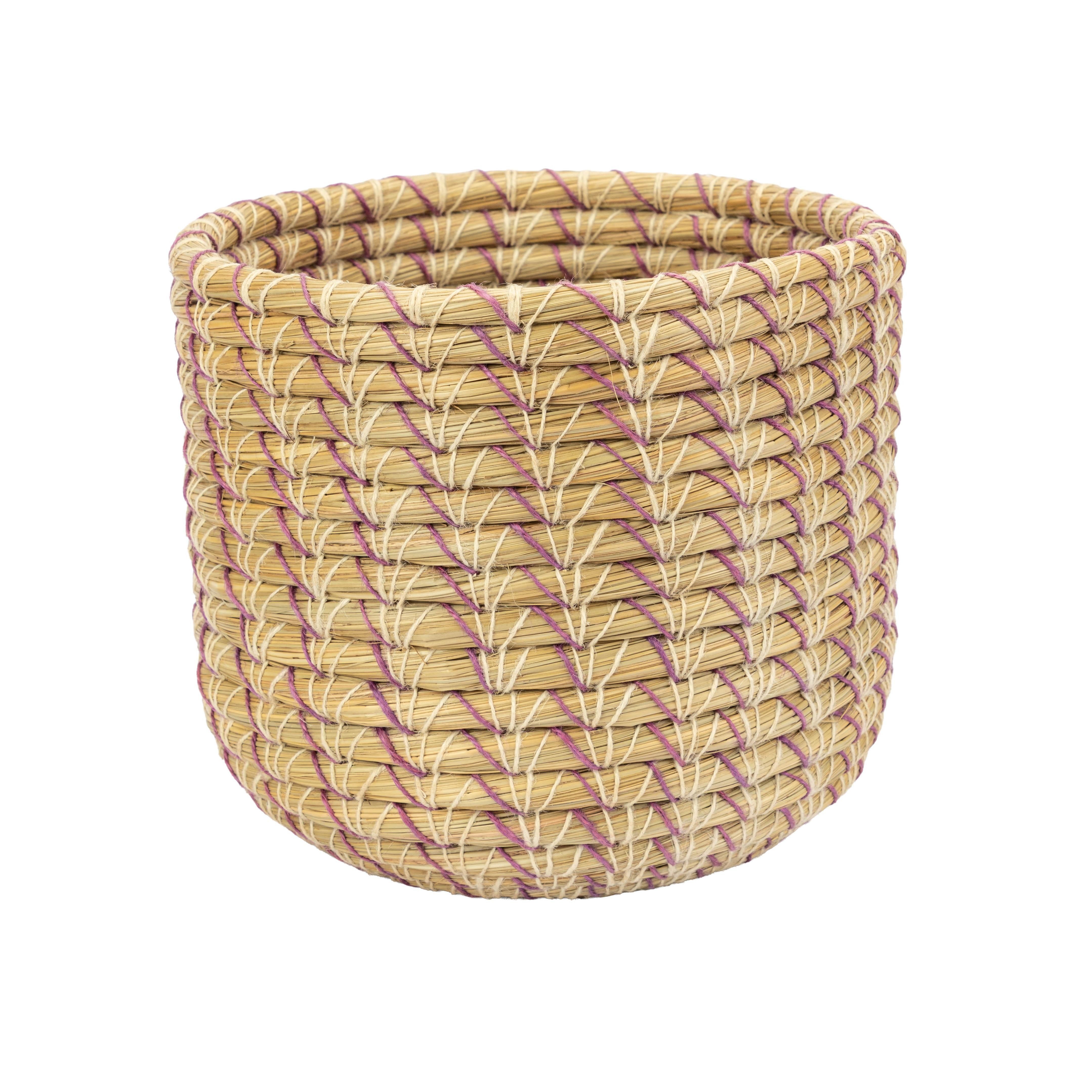 El Puente Aufbewahrungskorb "Lila Wolke" Runder Korb aus Kaisa-Gras, Handmade, Handmade
