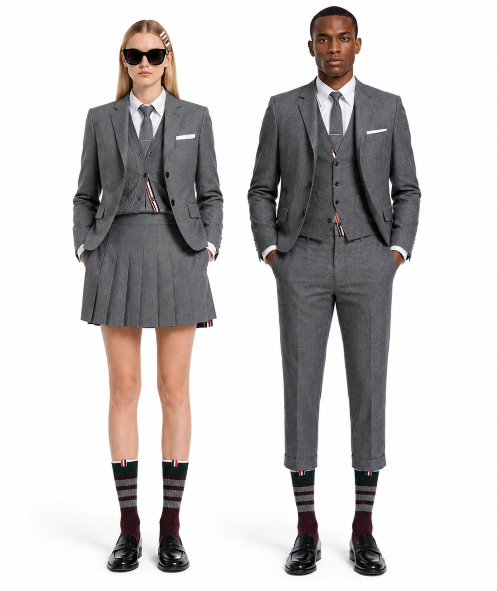 THOM BROWNE Freizeitsocken Kaschmir Socken Strick Kaschmirsocken Made Italy One Size Signature RWB-Grosgrain-Loop-Tabs