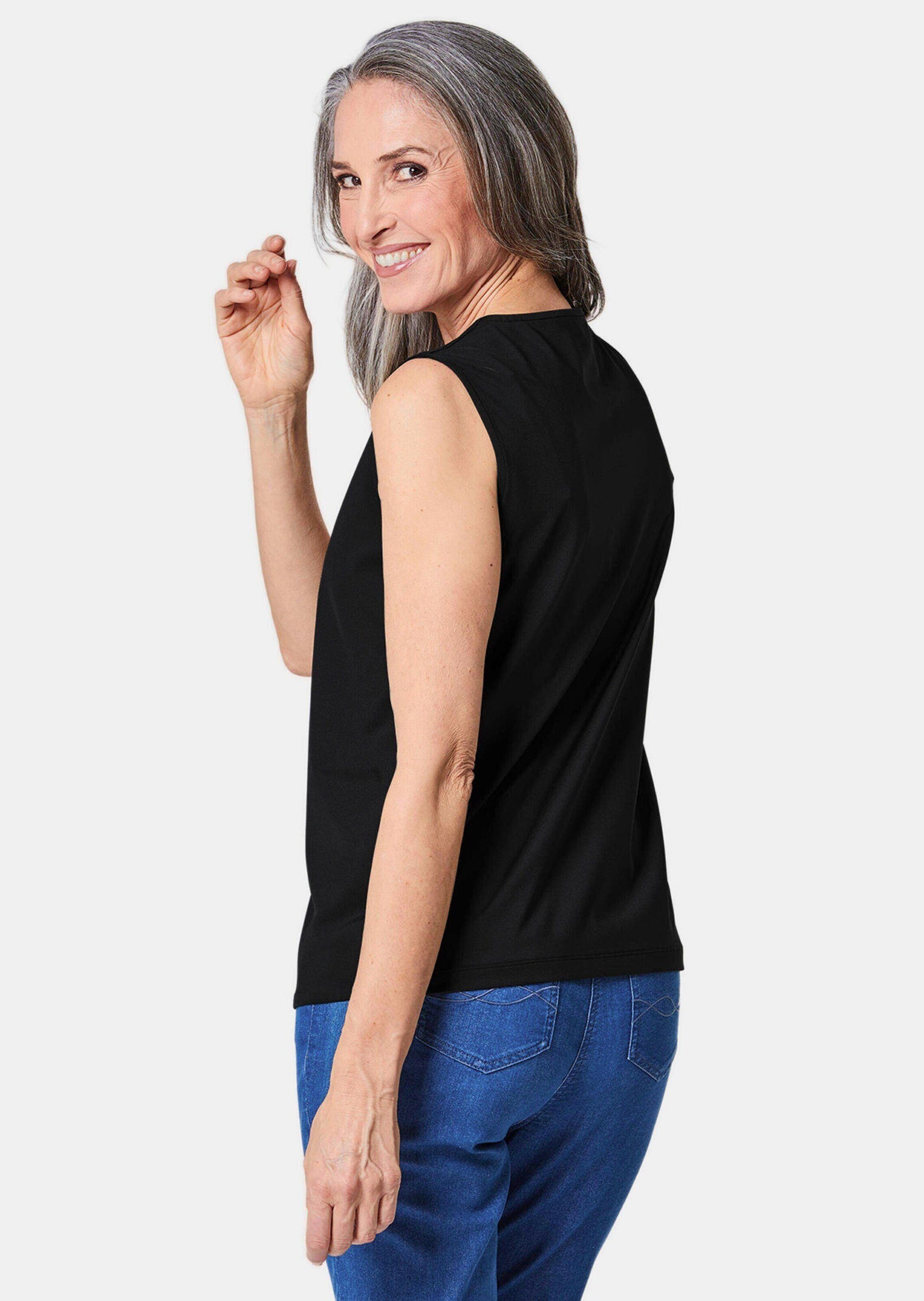 GOLDNER Shirttop Komfort-Top mit Doppel-Front Unifarbenes Modell mit klassischem Rundhalsausschnitt