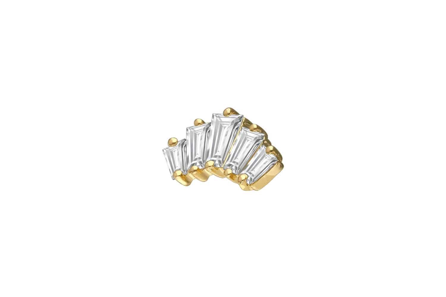 PIERCINGLINE Piercing-Set 18 Karat Gold Schraubaufsatz mit Außengewinde 5 DIAMANT-RECHTECKE (Schraub-Aufsätze, 1-tlg)