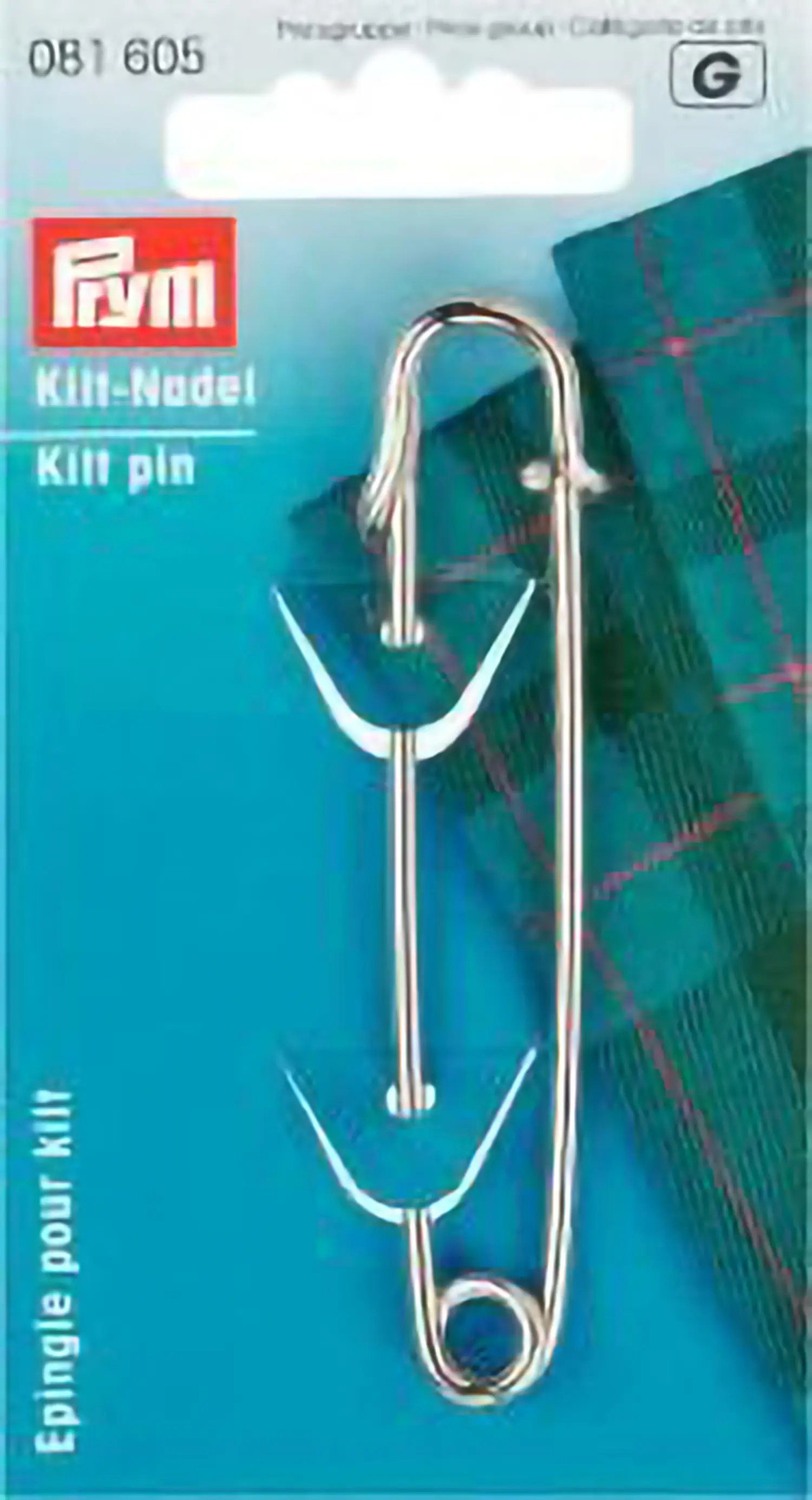Stofferia Stoff Kiltnadel EIS 76 mm silberfarbig, Meterware