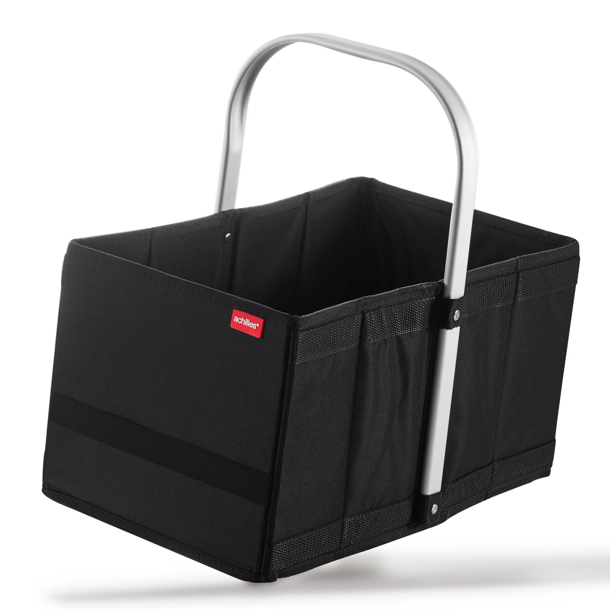 achilles Shopper Faltbarer Aluminium schwarz Einkaufskorb Handle-Box Einkaufs-Korb mit Griff
