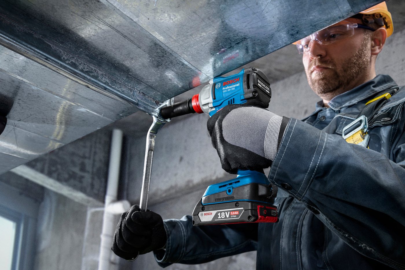 Thumbnail - Bosch Professional Akku-Drehschlagschrauber »GDX 18V-285«, Inkl. 2x Akku GBA 18V 4,0Ah