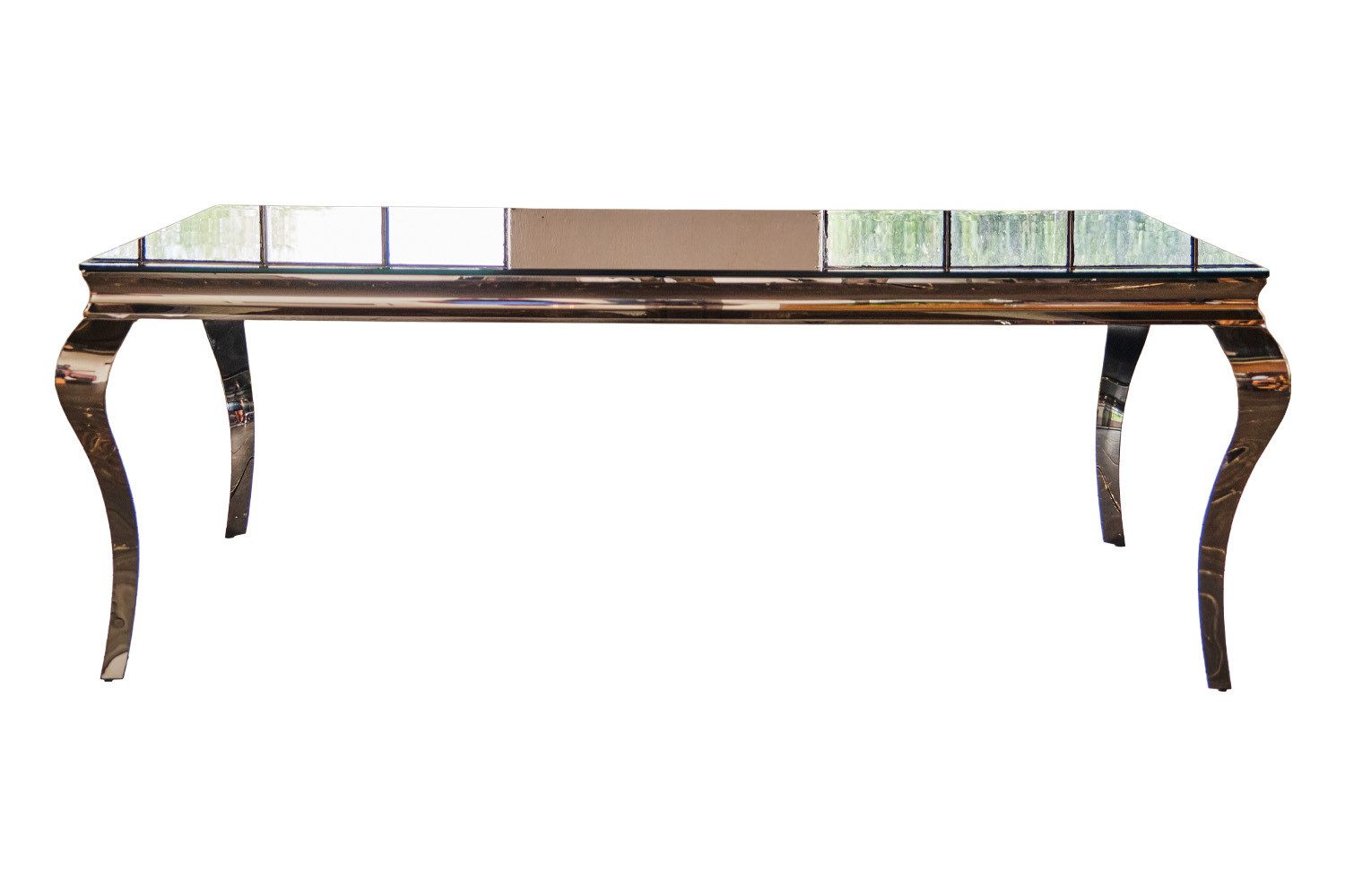 KAWOLA Esstisch AMARA, Tisch Glastisch Barock, Gestell Edelstahl, 200x100cm