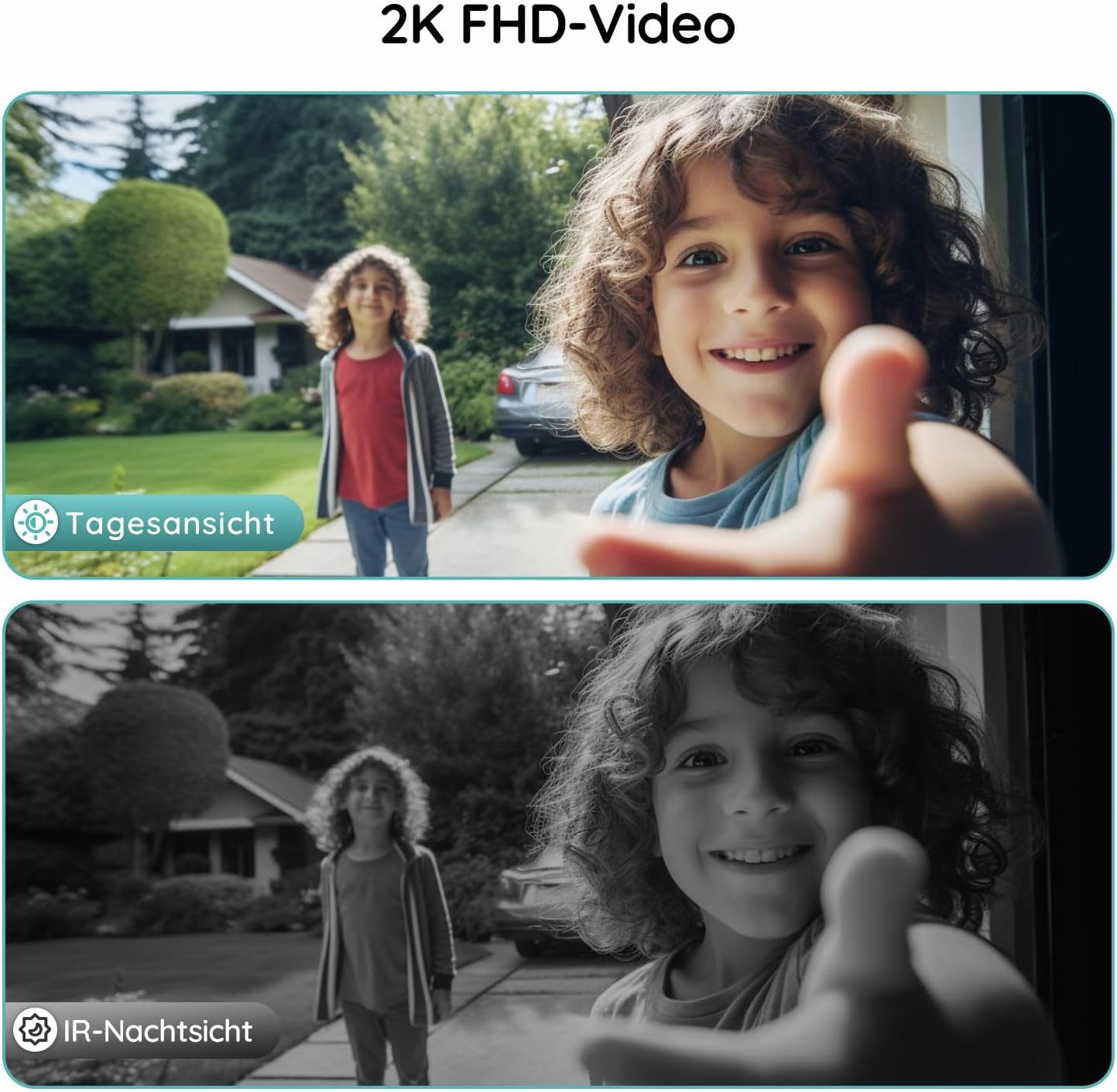 Boifun Smart Home Türklingel Türklingel-Set Smart WiFi Video Intercom 2K-HD-funkklingel mit Kamera (Außenbereich, außen, Aussen, 4 Klingeltöne, 3-stufige Lautstärke, 940-nm-Infrarot, bis 10m, CMOS-Sensor, Echtzeit-Überwachung, Allwetterschutz, Nachtsicht, KI-Chips, 166° Weitwinkel, 2-Wege-Audio, 3MP Pixel, PIR-Bewegungserkennung, IP65, Hochleistungs-IR-LED, APP)