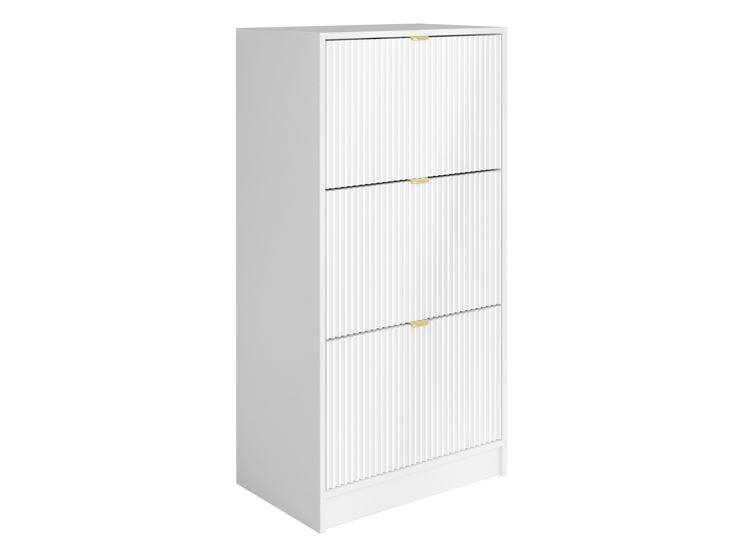 MIRJAN24 Schuhschrank Tireno 3K (mit drei Klappen) 60x40x120 cm, Aluminiumgriffe in der Farbe Gold