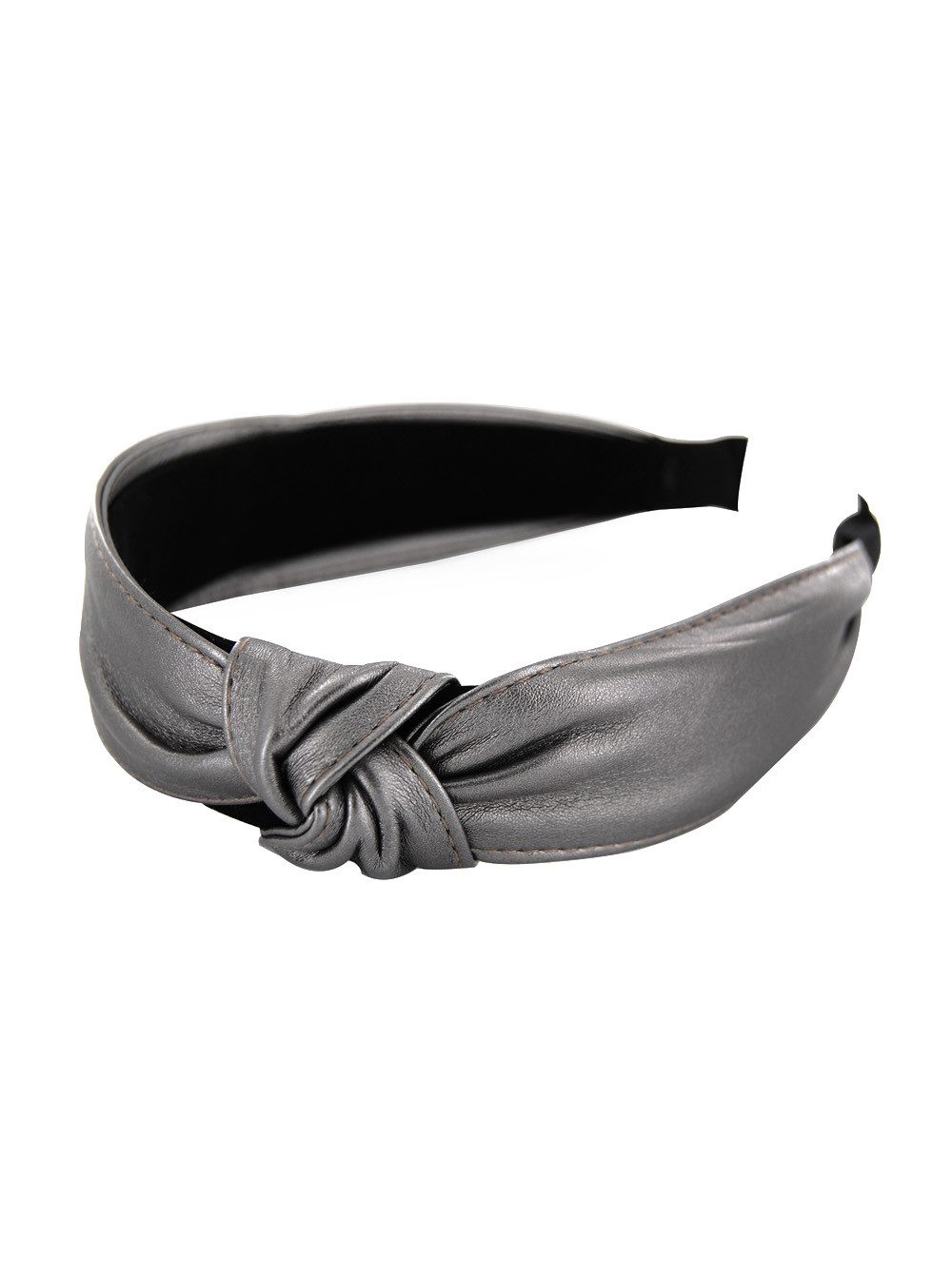 axy Haarreif Haarreif mit Knoten und Ziernähten in Kunstleder Optik, Vintage und Klassik-Look Damen Haareifen Haarband