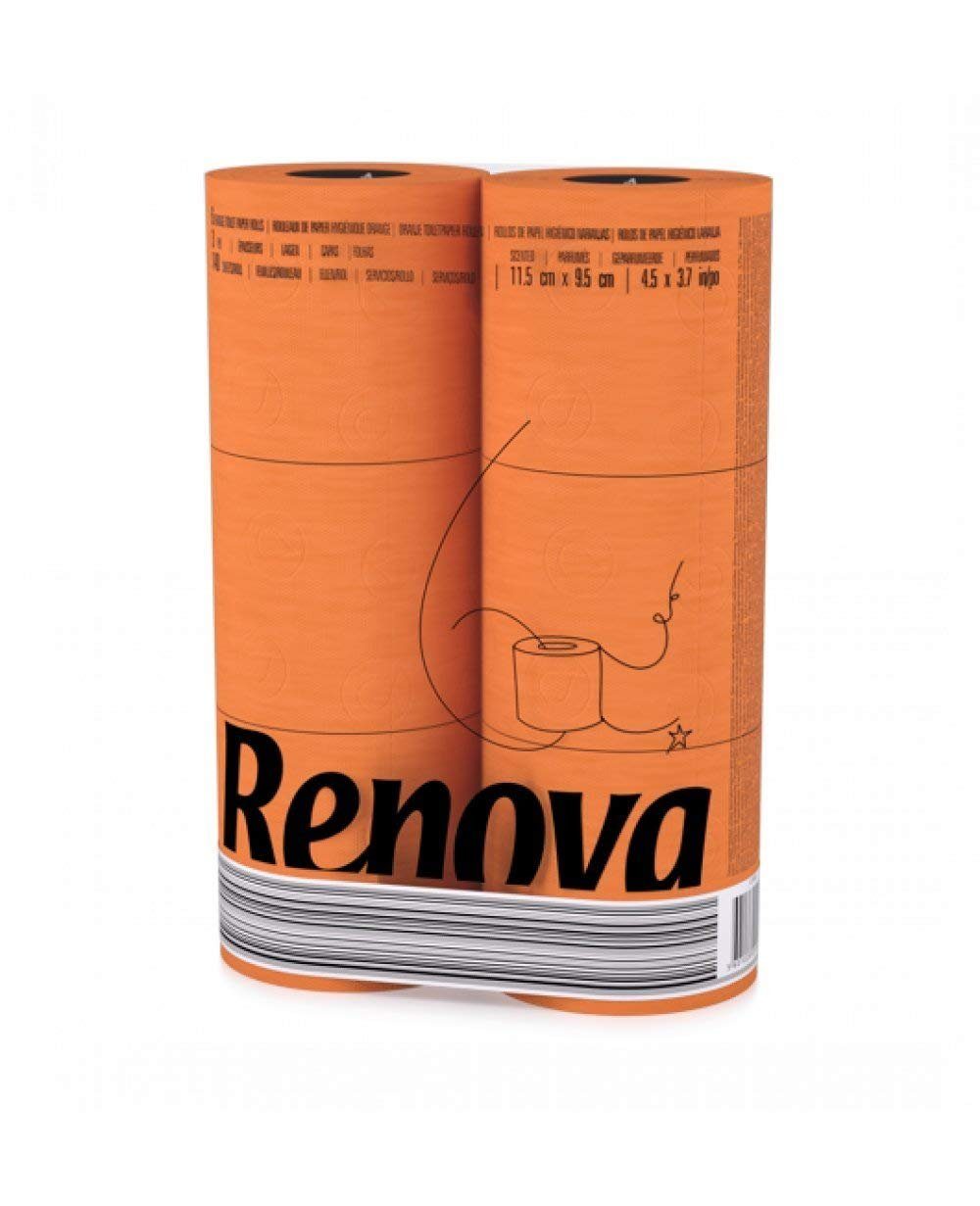 Renova Toilettenpapier RENOVA Oranges Toilettenpapier - ORANGE in Folie 6 Rollen