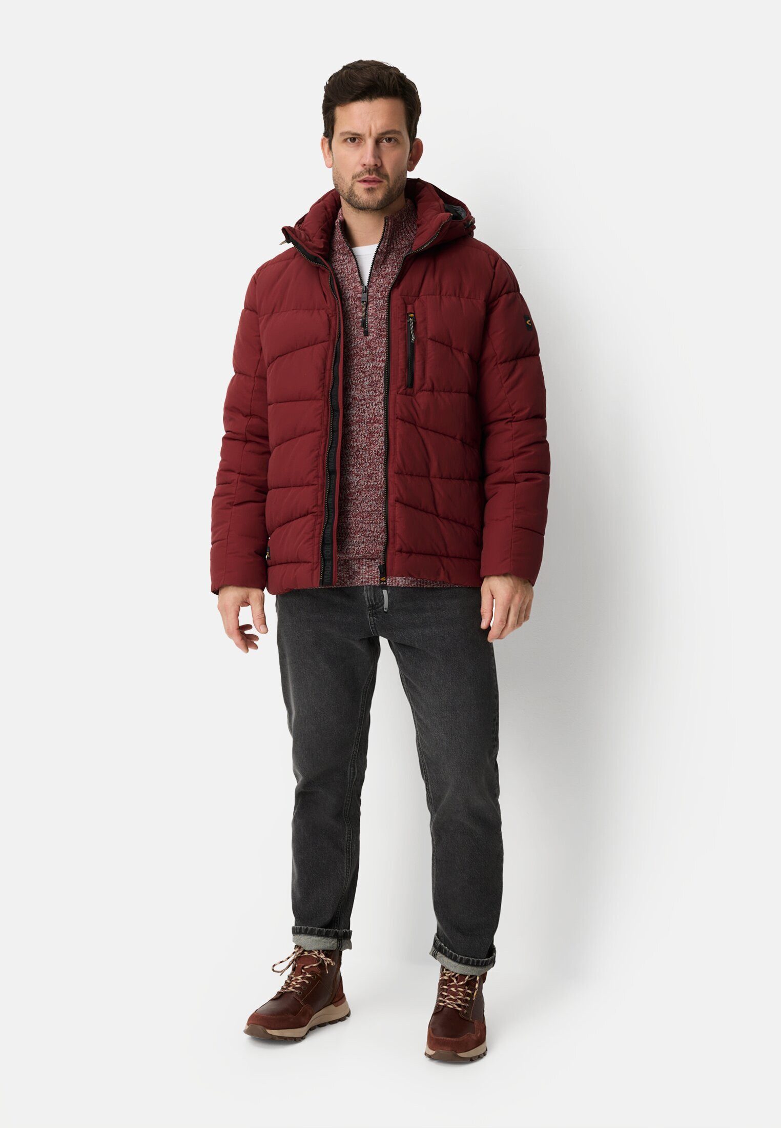 camel active Winterjacke mit abnehmbarer Kapuze Langarm
