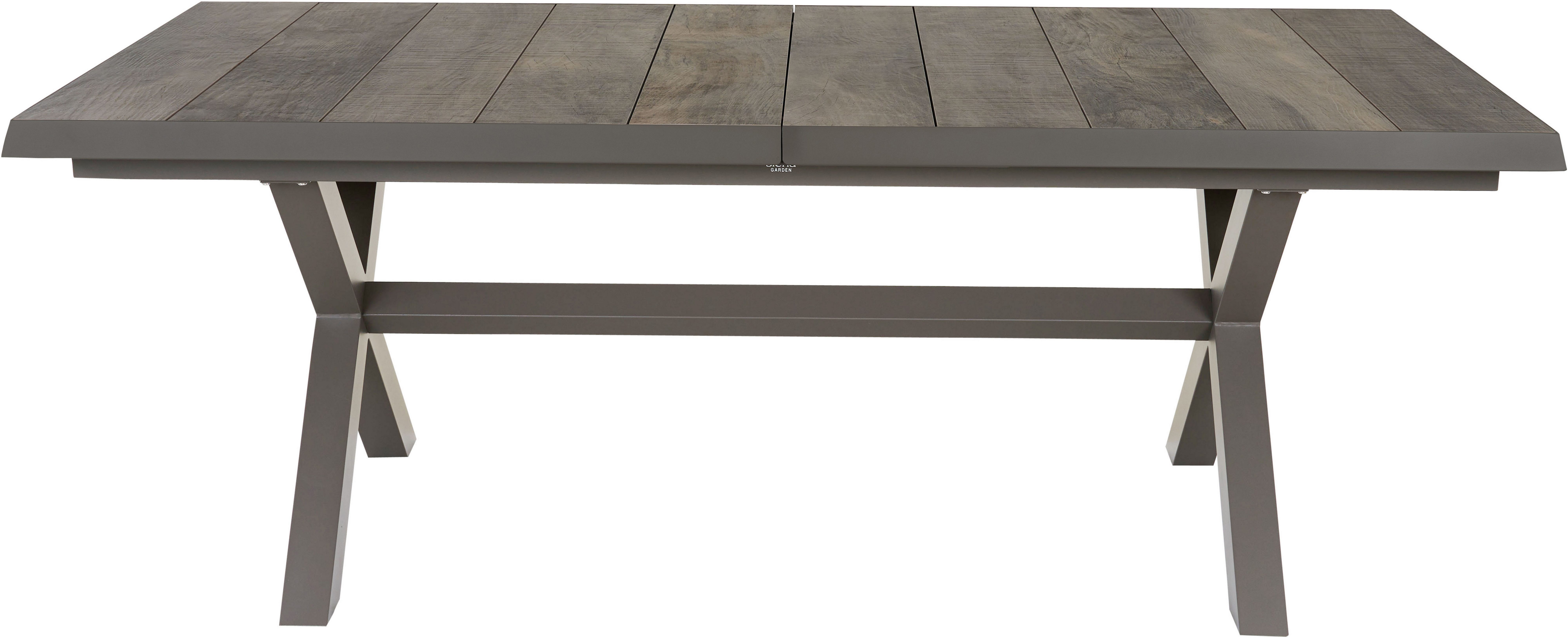 Siena Garden Gartentisch »Sincro« Ausziehtisch 200-260x100cm mit Keramikleisten, einfacher Synchronauszug