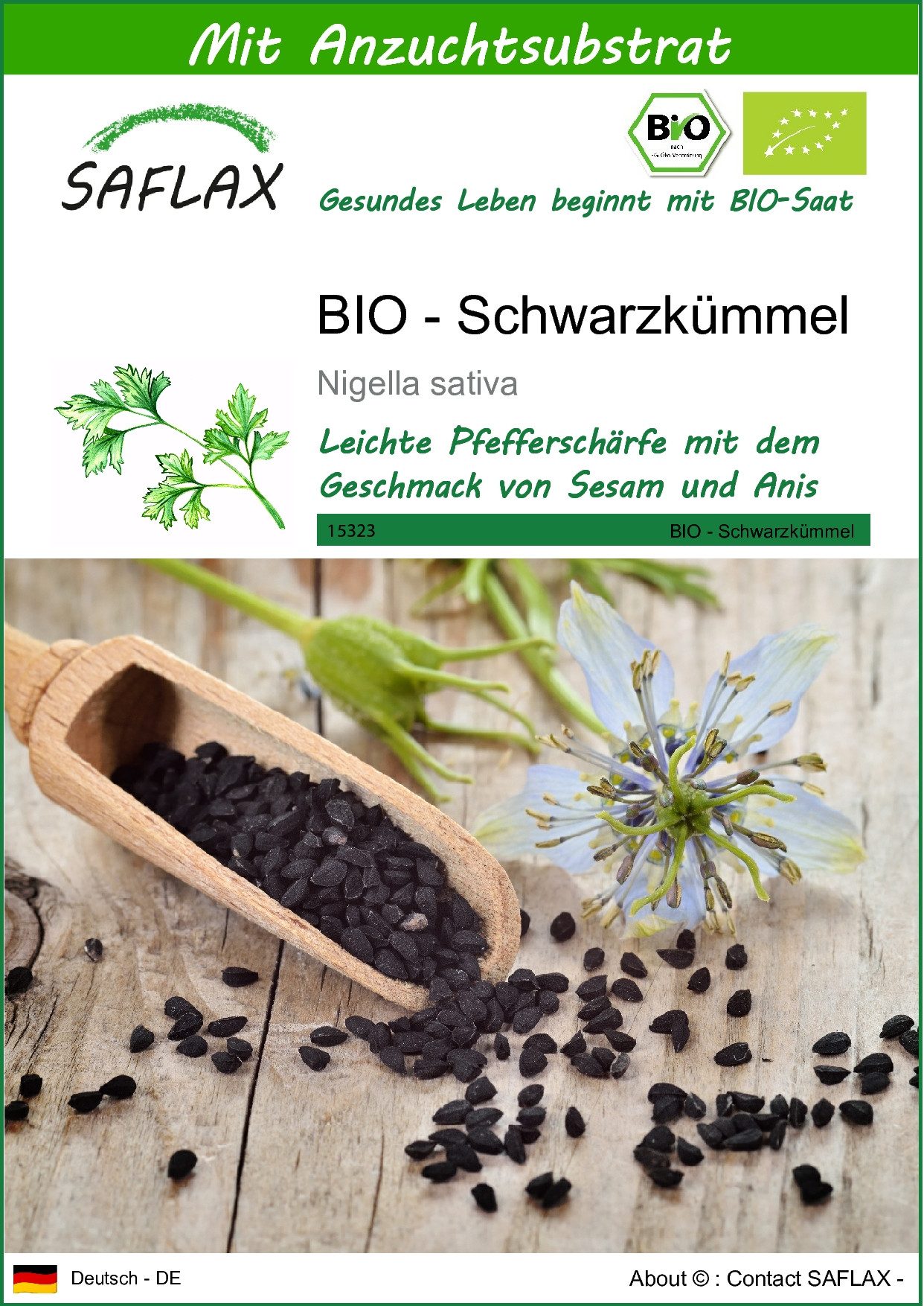 Kräutersamen SAFLAX - Samen und Substrat - BIO - Schwarzkümmel
