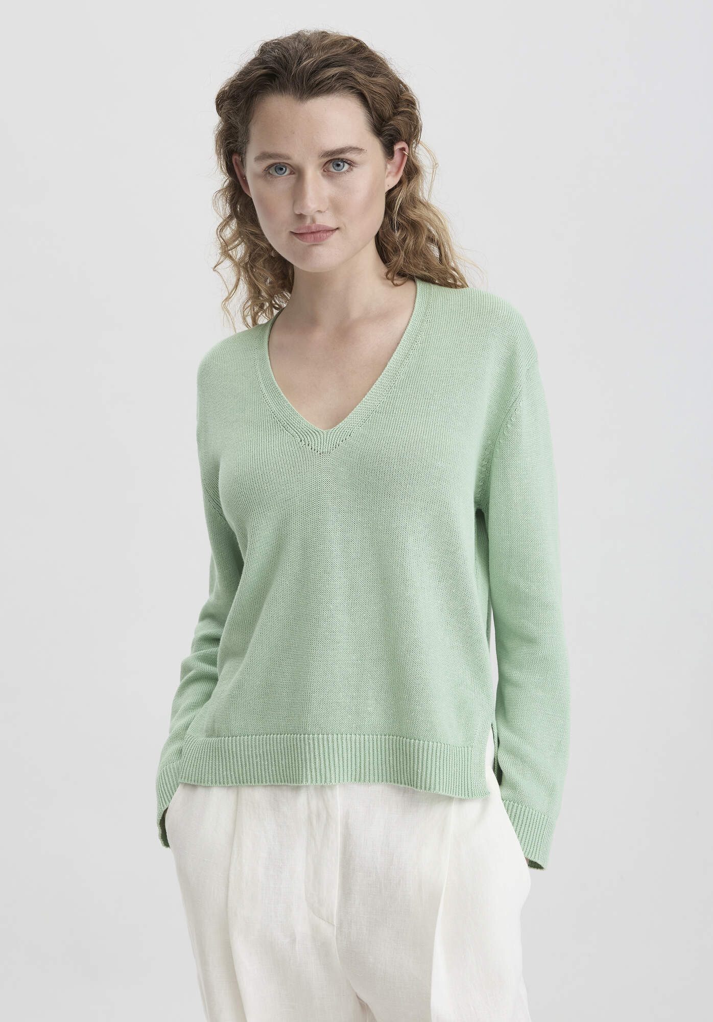 Hessnatur Strickpullover aus Bio-Baumwolle mit edlem Leinen (1-tlg) günstig online kaufen