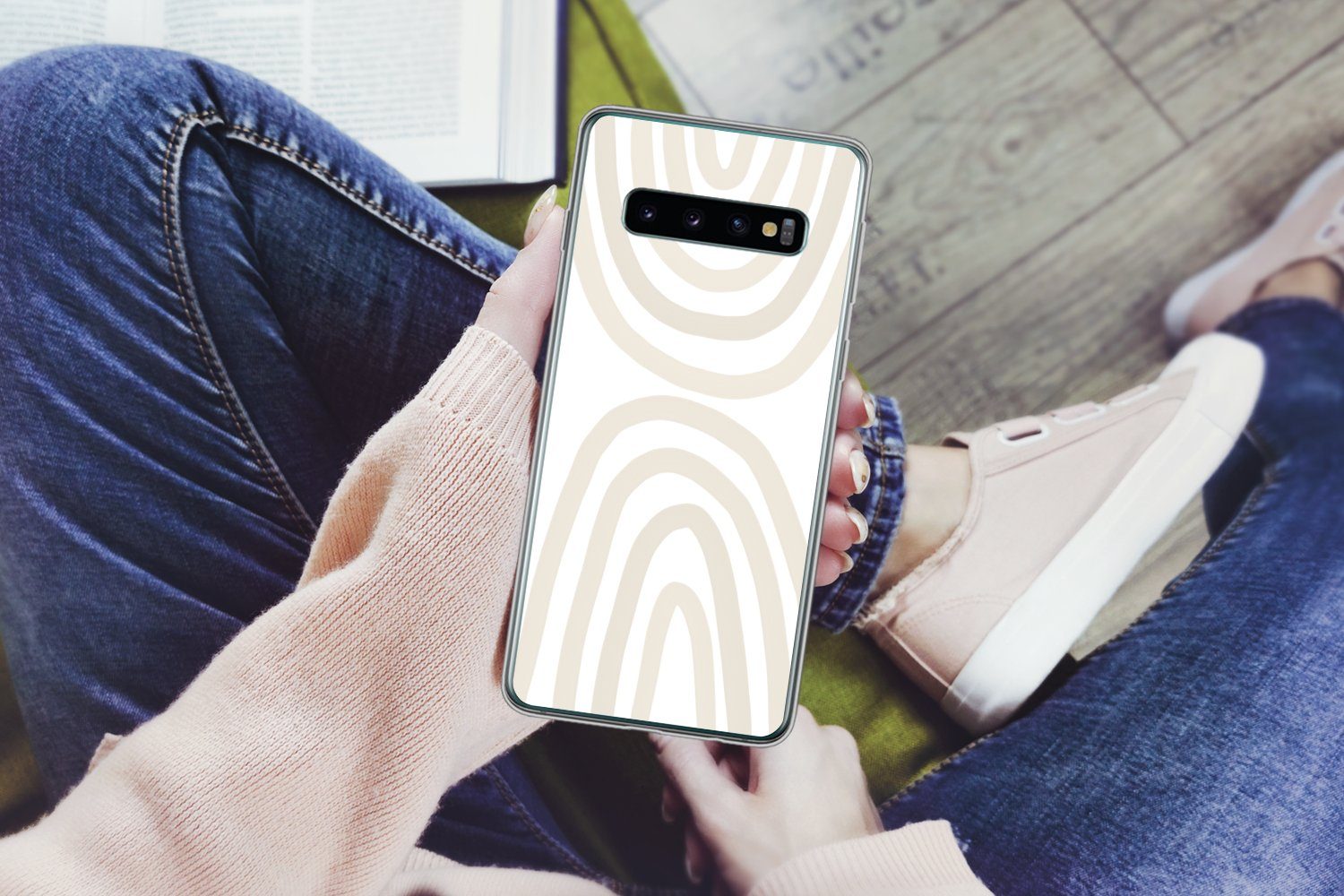 MuchoWow Handyhülle für Samsung Galaxy S10 Regenbogen - Pastell - Design - Abstrakt, Phone Case, Silikon, Schutzhülle Dünn