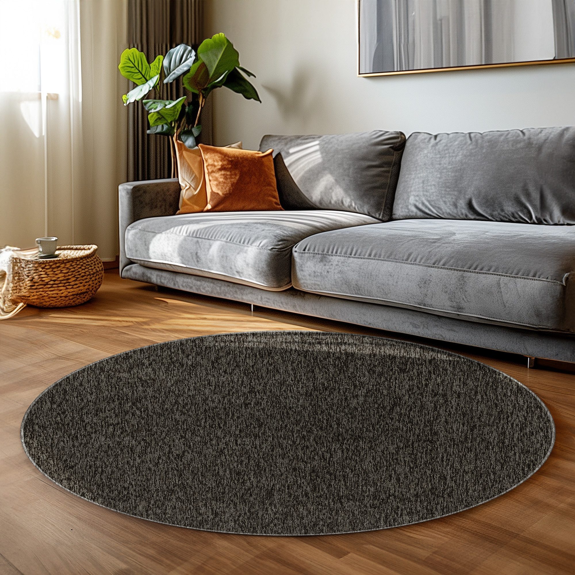 Carpettex Schlingenteppich Unicolor - Einfarbig, Rund, günstig online kaufen