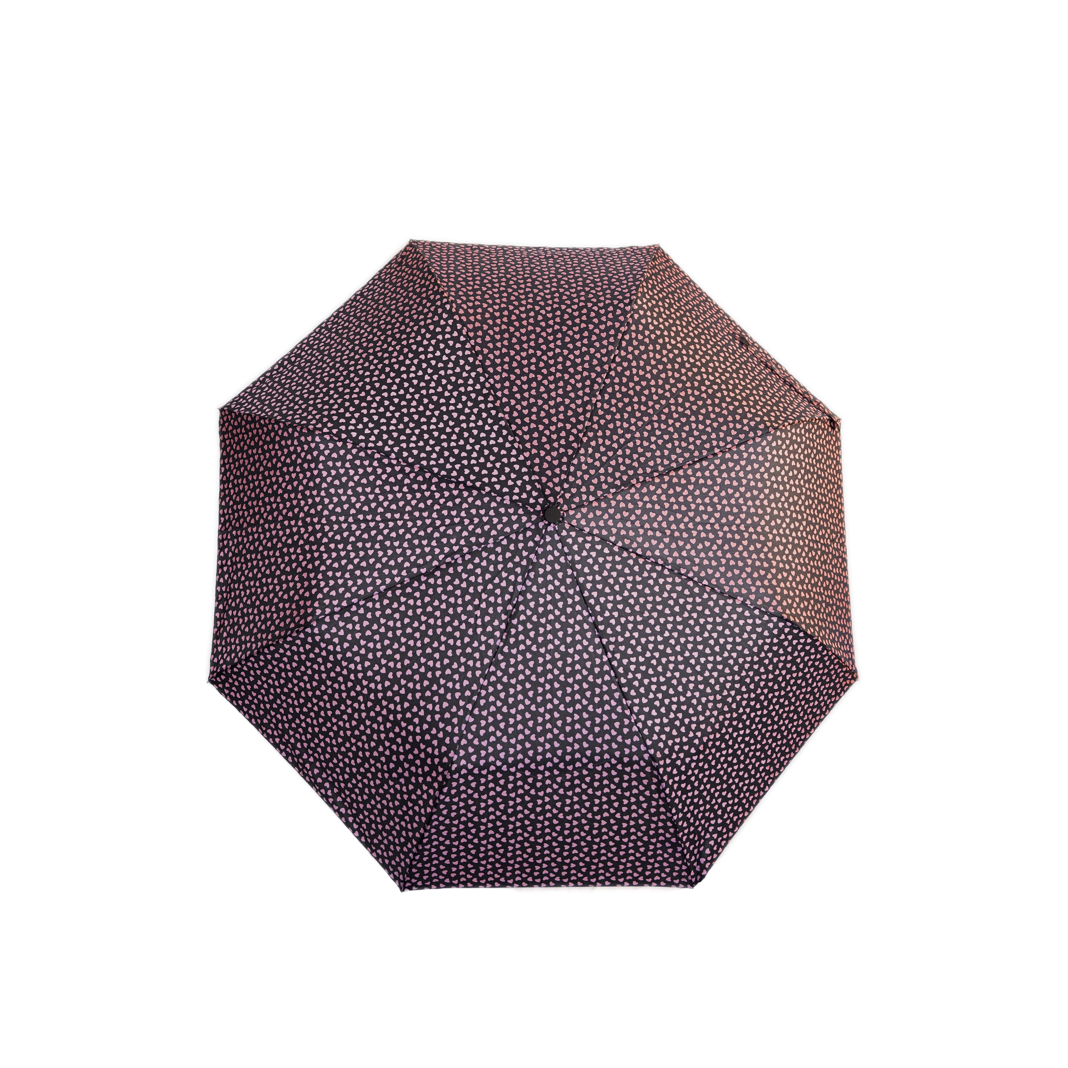 Susino Taschenregenschirm Teleskopschirm, mit Herzmotiv ø100 cm, Regenschirm mit Schutzhülle