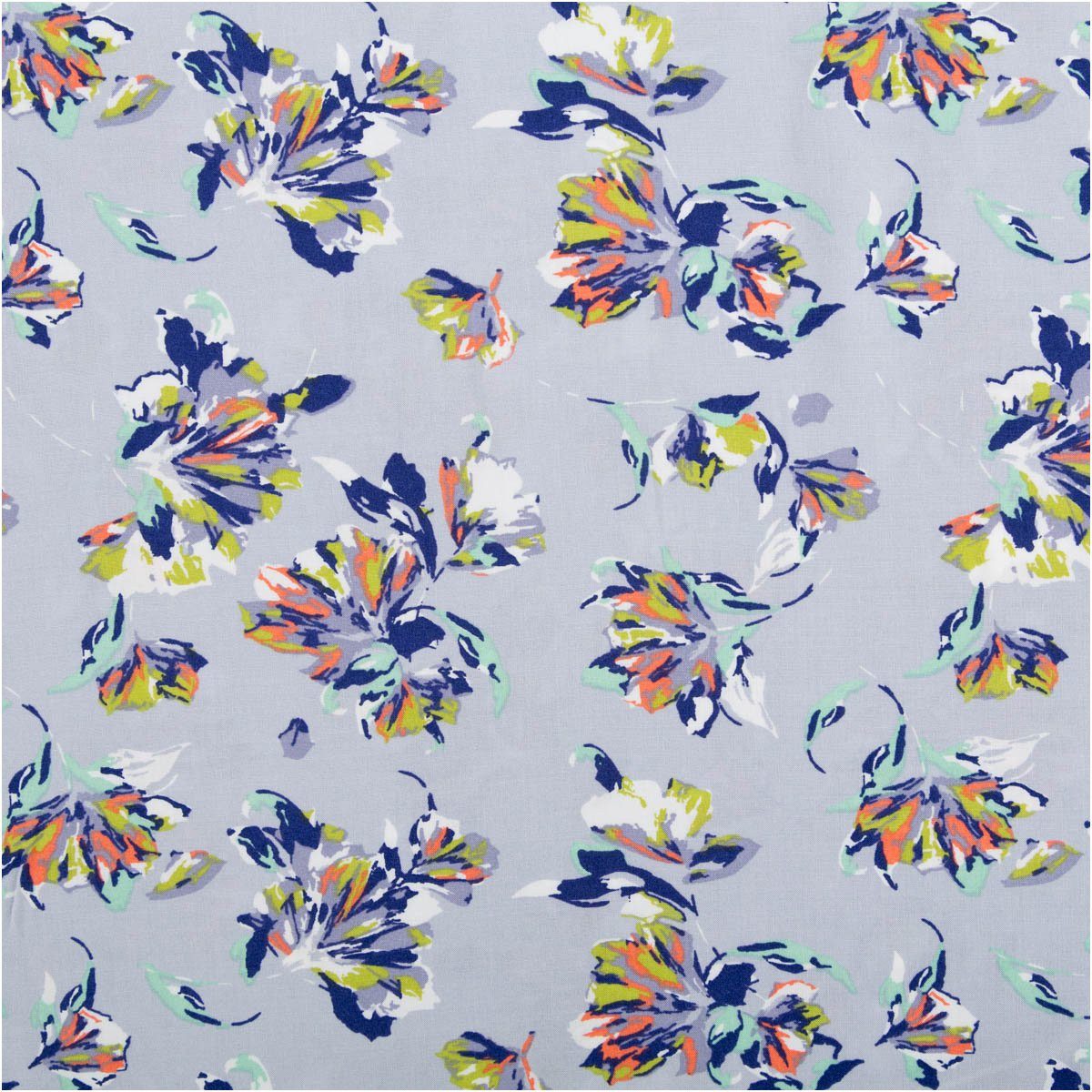 SCHÖNER LEBEN. Stoff Viskose Stoff Meterware Popeline Blumen hellblau 145cm