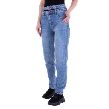 Ital-Design Straight-Jeans Damen Freizeit Straight Leg Jeans in Blau