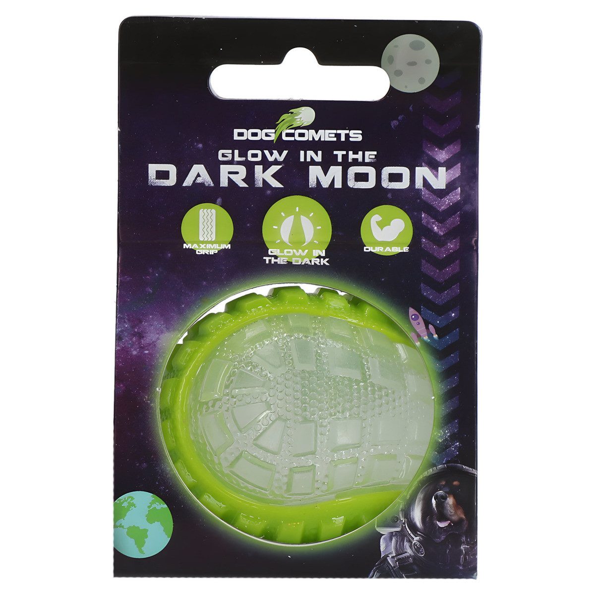 Tierball Hundespielzeug Ball Glow in the Dark Moon grün