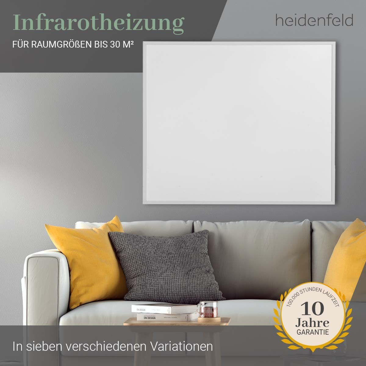 Heidenfeld Infrarotheizung 300-1200 W Wand Decken Elektroheizung HF-HP106-3 günstig online kaufen