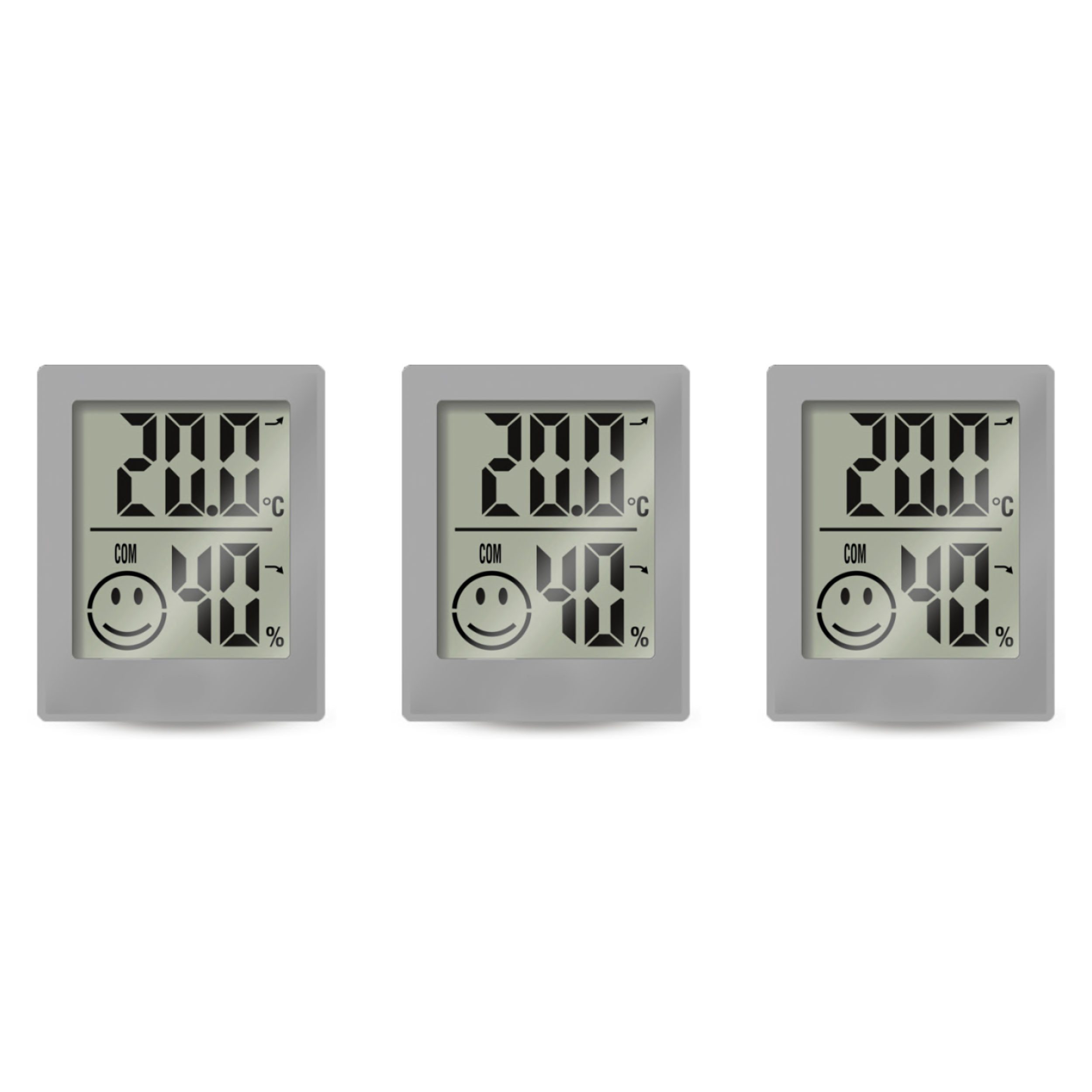 Miraval Klimamesser Thermo-/ Hygrometer 3-er Set, (Inklusive Akku), Hygrometer, Thermometer, Smiley Anzeige