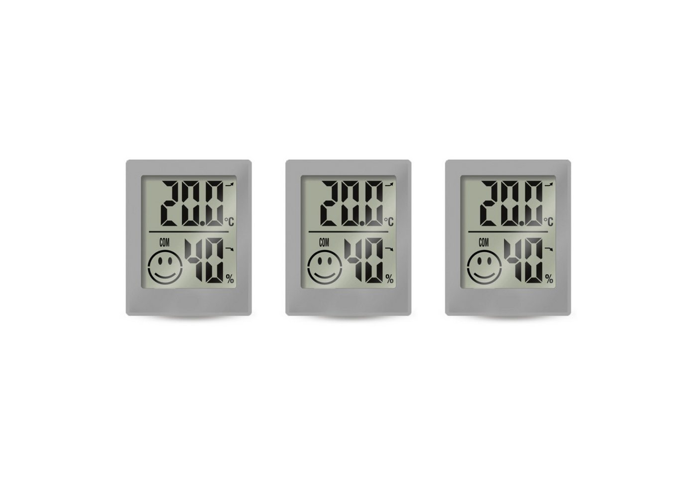 Miraval Klimamesser Thermo-/ Hygrometer 3-er Set, (Inklusive Akku), Hygrometer, Thermometer, Smiley Anzeige
