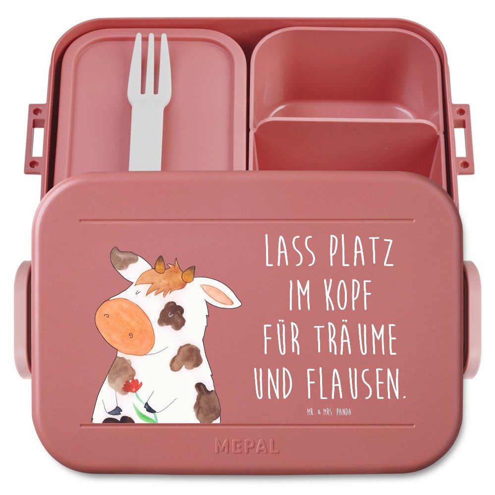 Mr. & Mrs. Panda Butterdose Kuh Motiv, Brotdose, Rot Pastell, Kühe, Bento-Brotdose, Spruch, Bauer, Polypropylen lebensmittelecht, (Packung, 1-tlg)